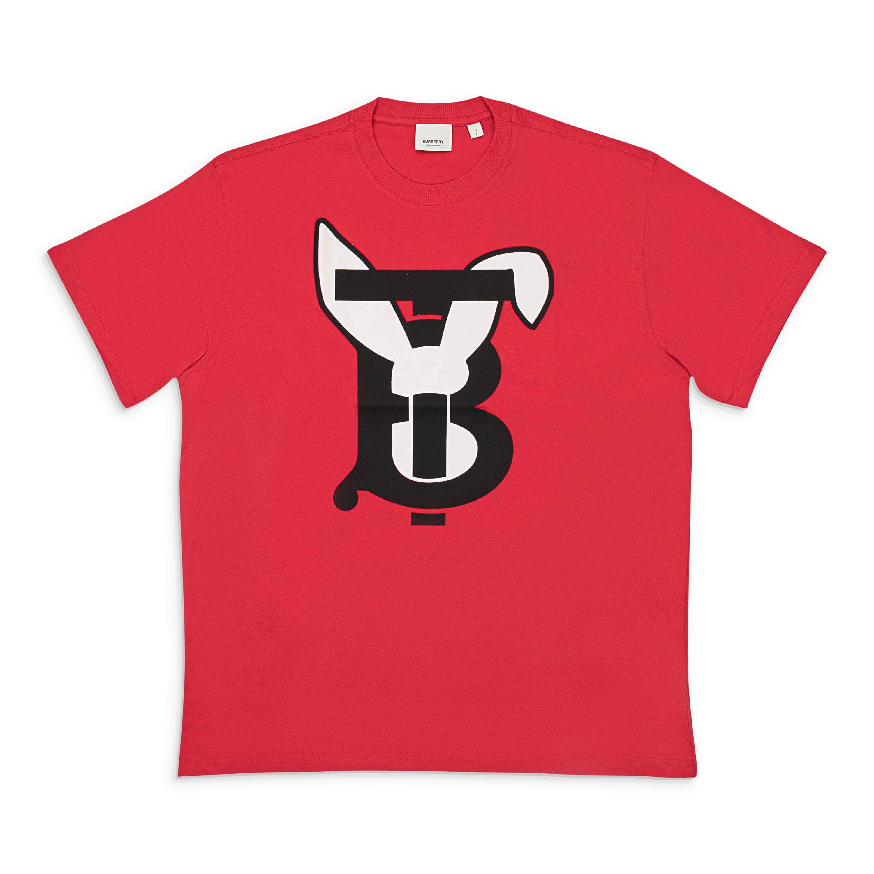 Burberry BRB-XTSH-0021/S NWT Burberry Red Bunny Ear Grahpic LOGO T-Shirt Size S $510 BRB-XTSH-0021/S