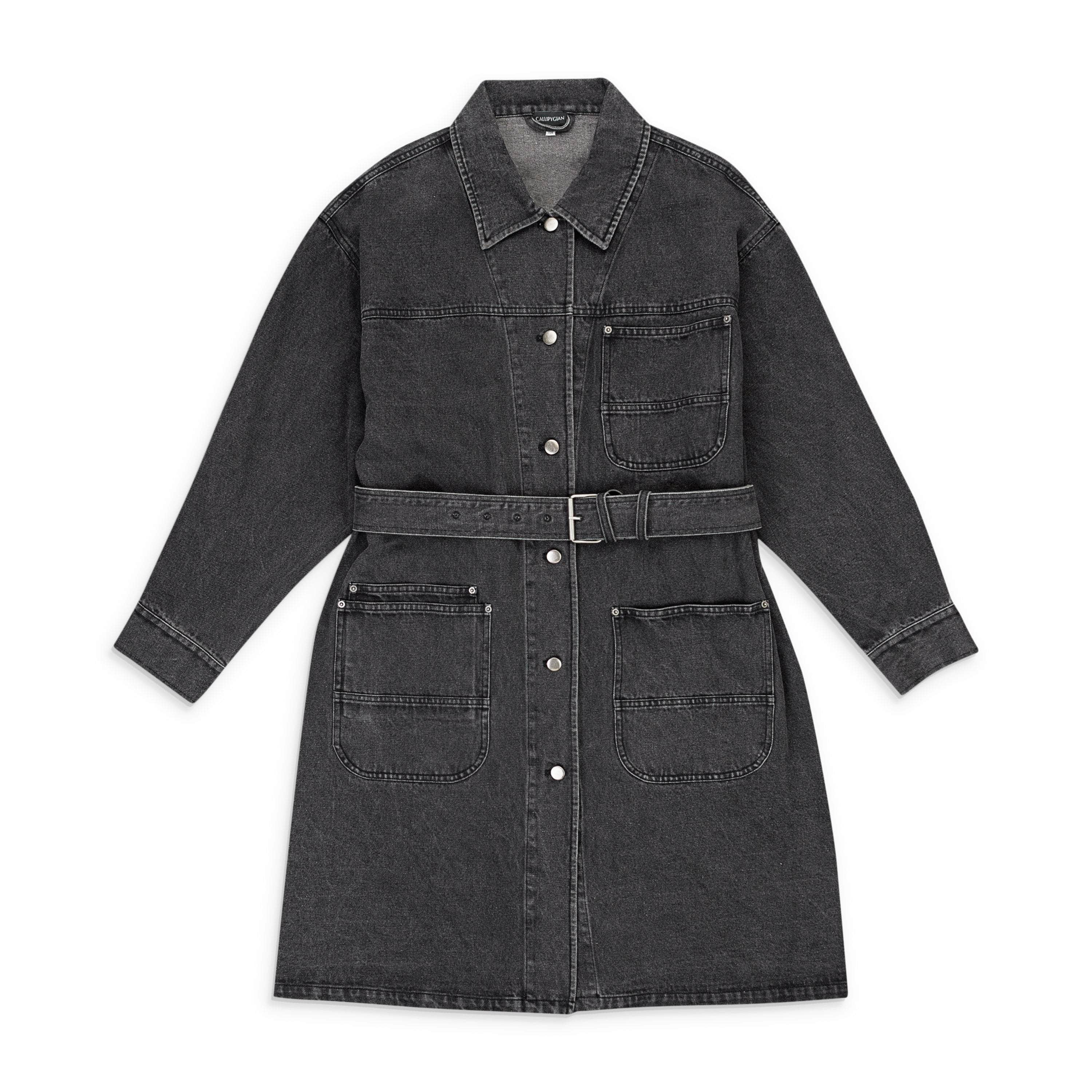 Callipygian 95-CPN-0034/L 95-CPN-0034/L S20AAEP11016 BLACK BLACK WASH CALLIPYGIAN DENIM TRENCH COAT Size L 95-CPN-0034/L