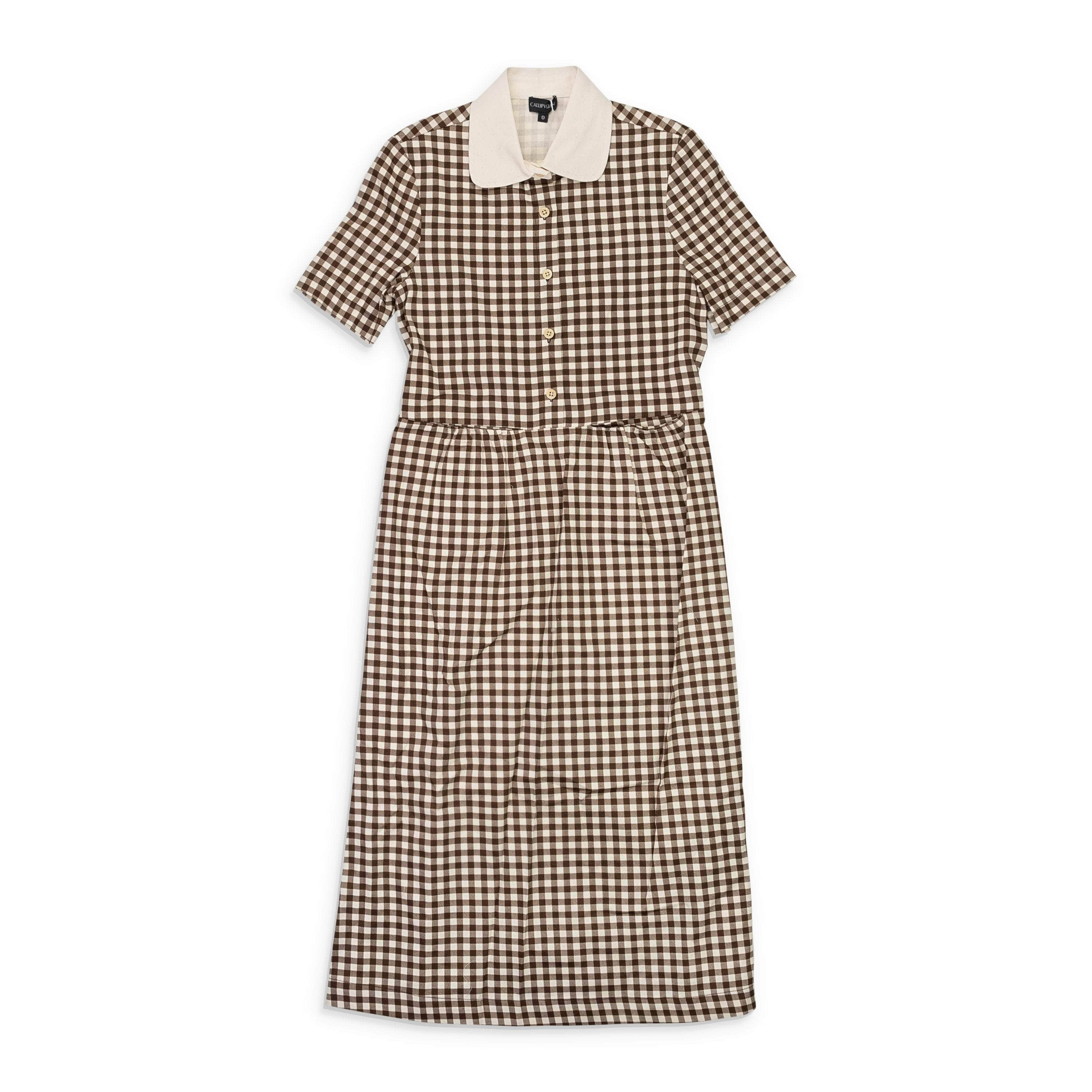 Callipygian 95-CPN-0054/10 NWT CALLIPYGIAN BROWN LG GINGHAM CALLIPYGIAN GINGHAM POCKET DRESS SIZE 10 $250 95-CPN-0054/10