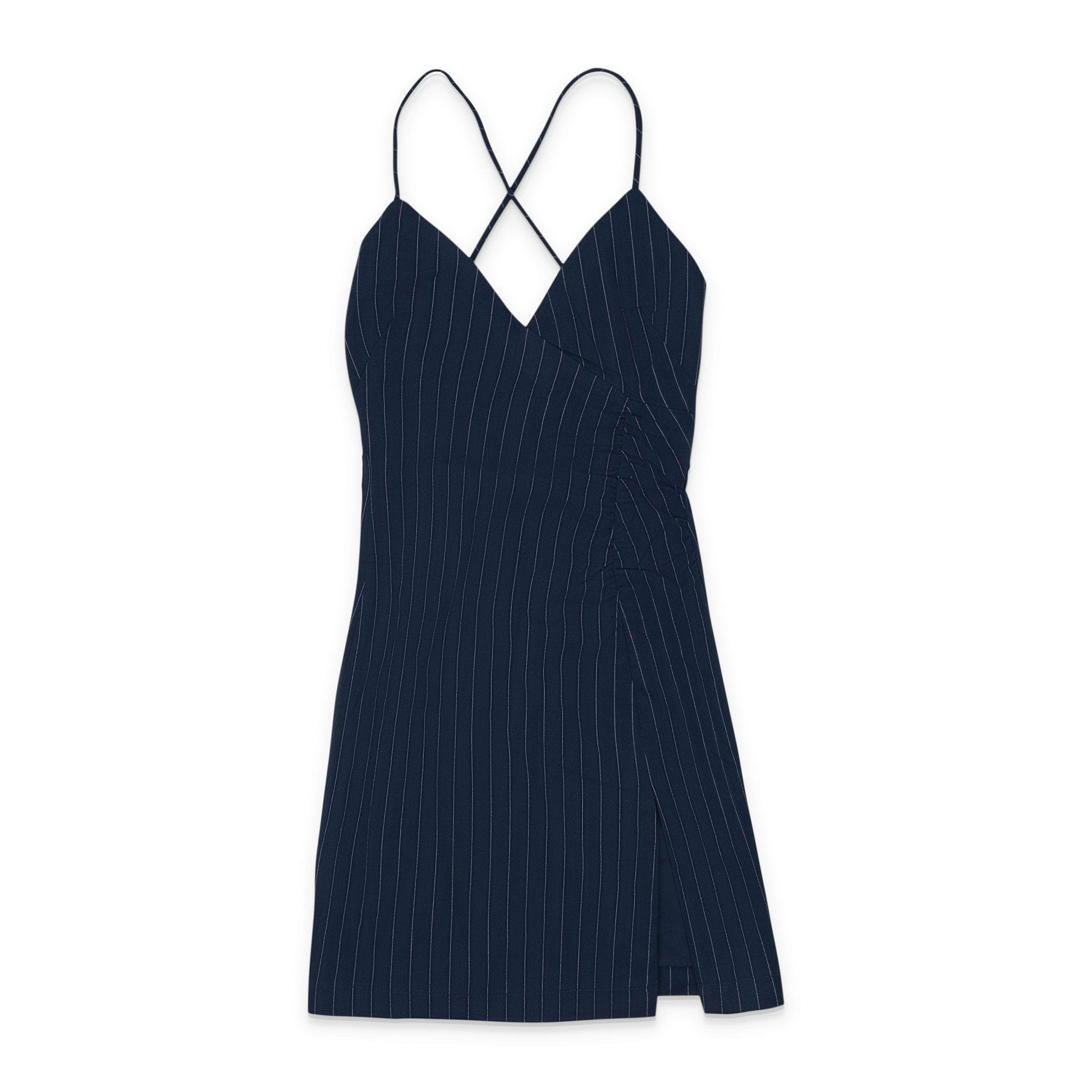 Callipygian 95-CPN-0062/0 NWT CALLIPYGIAN NAVY PINSTRIPE CALLIPYGIAN HIGH THIGH DRESS SIZE 0 $225 95-CPN-0062/0