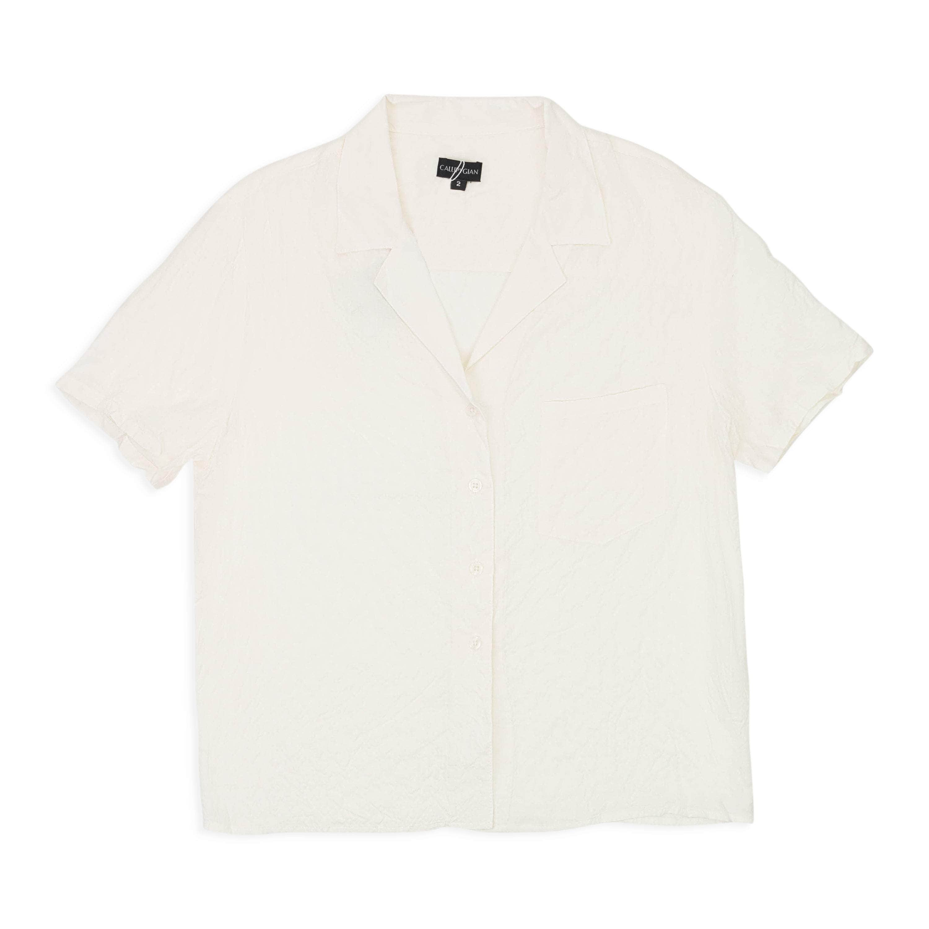 Callipygian 95-CPN-1015/2 NWT CALLIPYGIAN WHITE BOWLING SHIRT SIZE 2 $195 95-CPN-1015/2