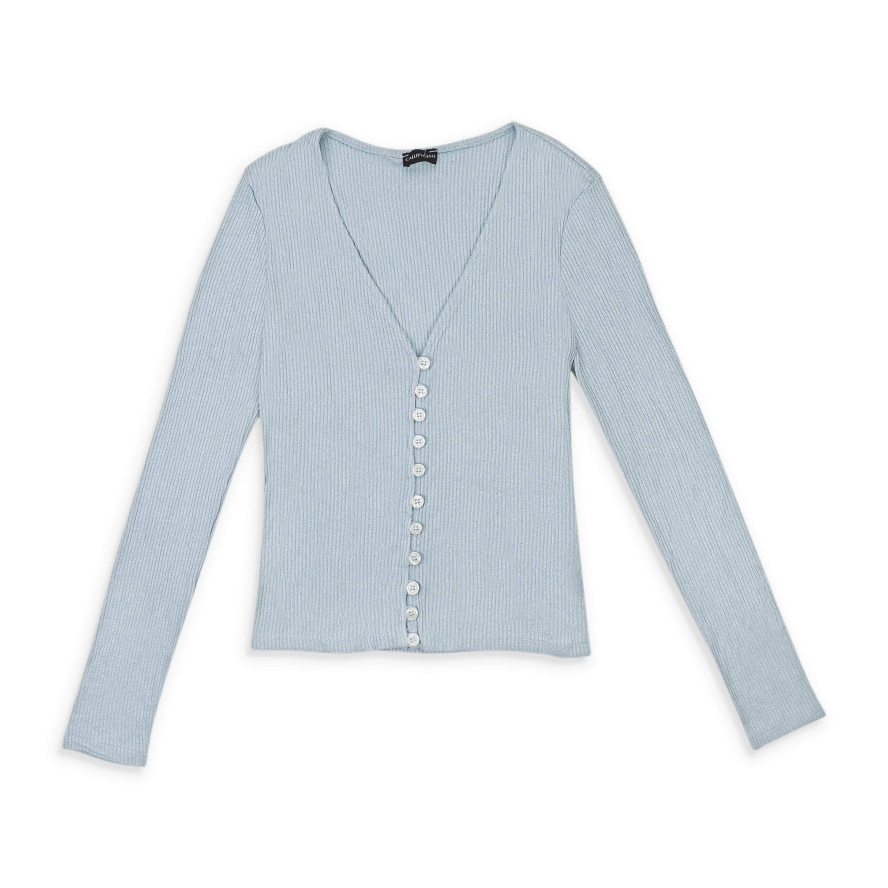 Callipygian 95-CPN-1016/M 95-CPN-1016/M VT901224-PB SKY BLUE Callipygian RIB CARDIGAN Size M 95-CPN-1016/M