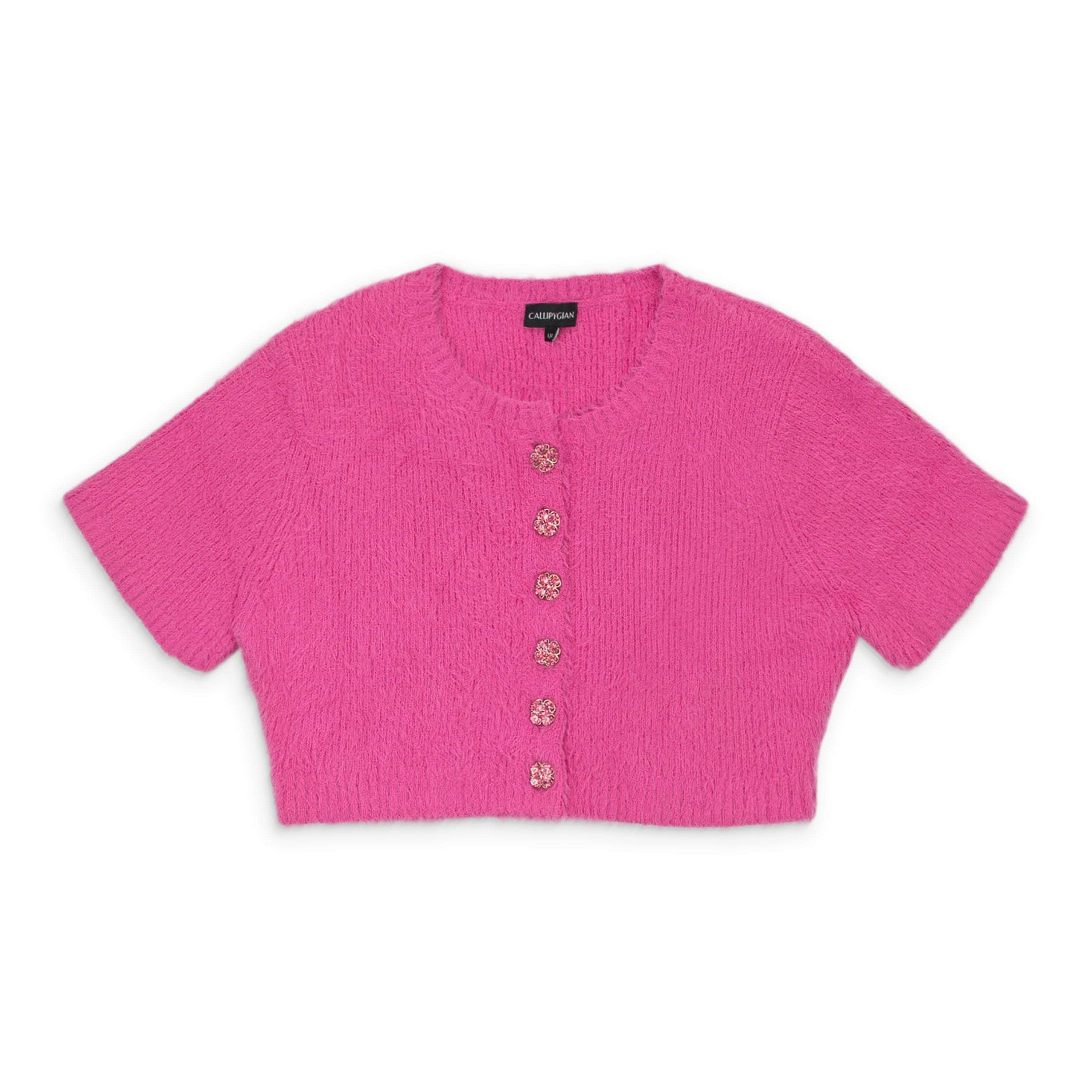 Callipygian 95-CPN-1039/L 95-CPN-1039/L SP20KAOP12065_FUSCHIA FUSCHIA CALLIPYGIAN SS FURRY CARDIGAN Size L 95-CPN-1039/L