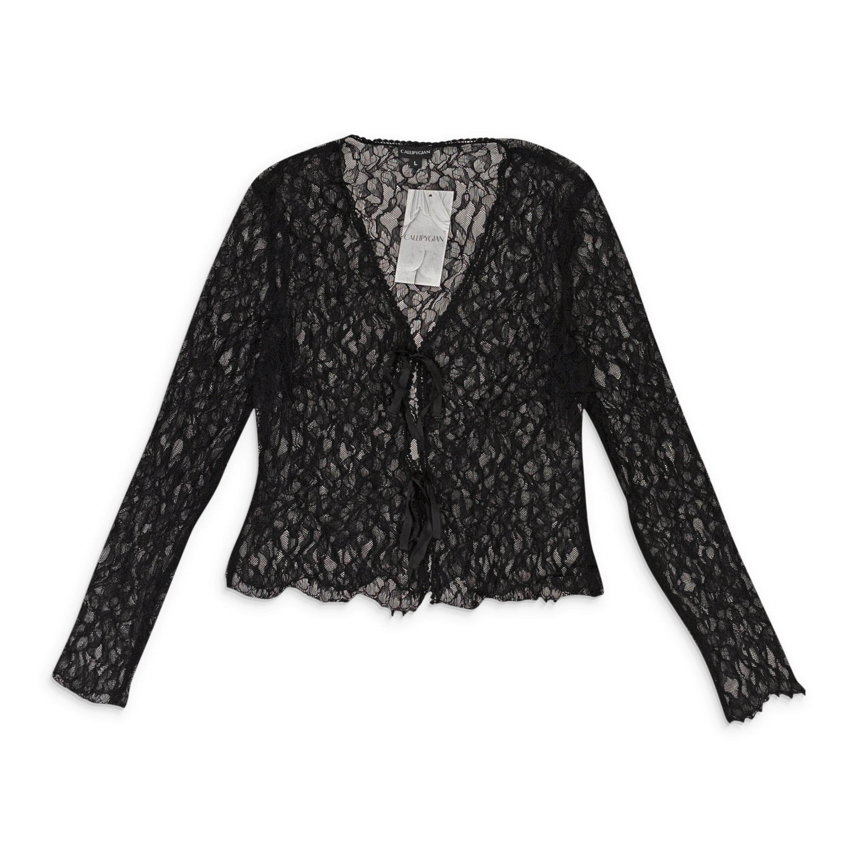 Callipygian 95-CPN-1064/L 95-CPN-1064/L P12049_BLACK BLACK CALLIPYGIAN LACE TIE TOP Size L 95-CPN-1064/L