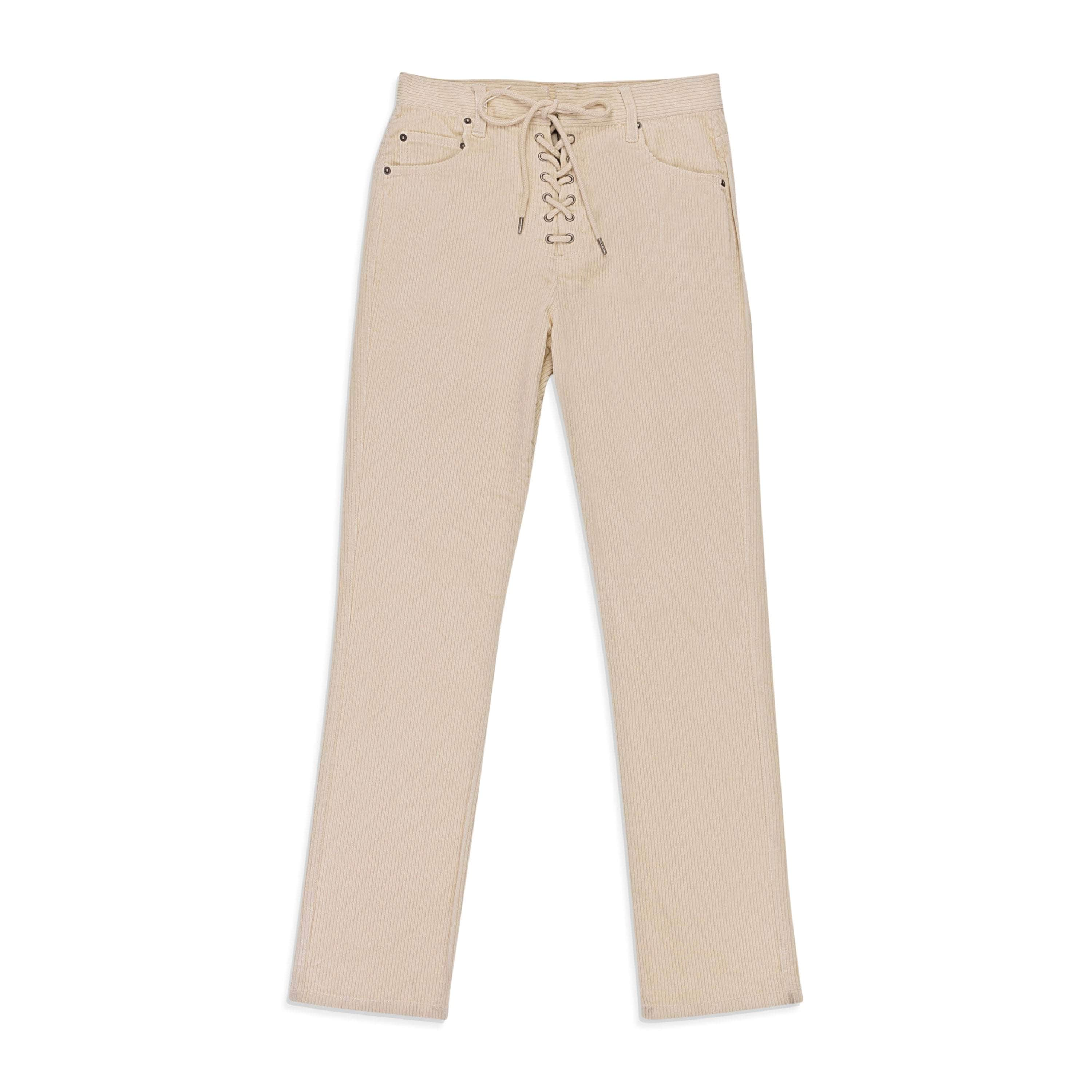 Callipygian 95-CPN-1082/0 95-CPN-1082/0 F19AAQP13007_OFF_WHITE OFF WHITE CALLIPYGIAN STRETCHÂ CORDUROY LACE UP JEAN Size 0 95-CPN-1082/0