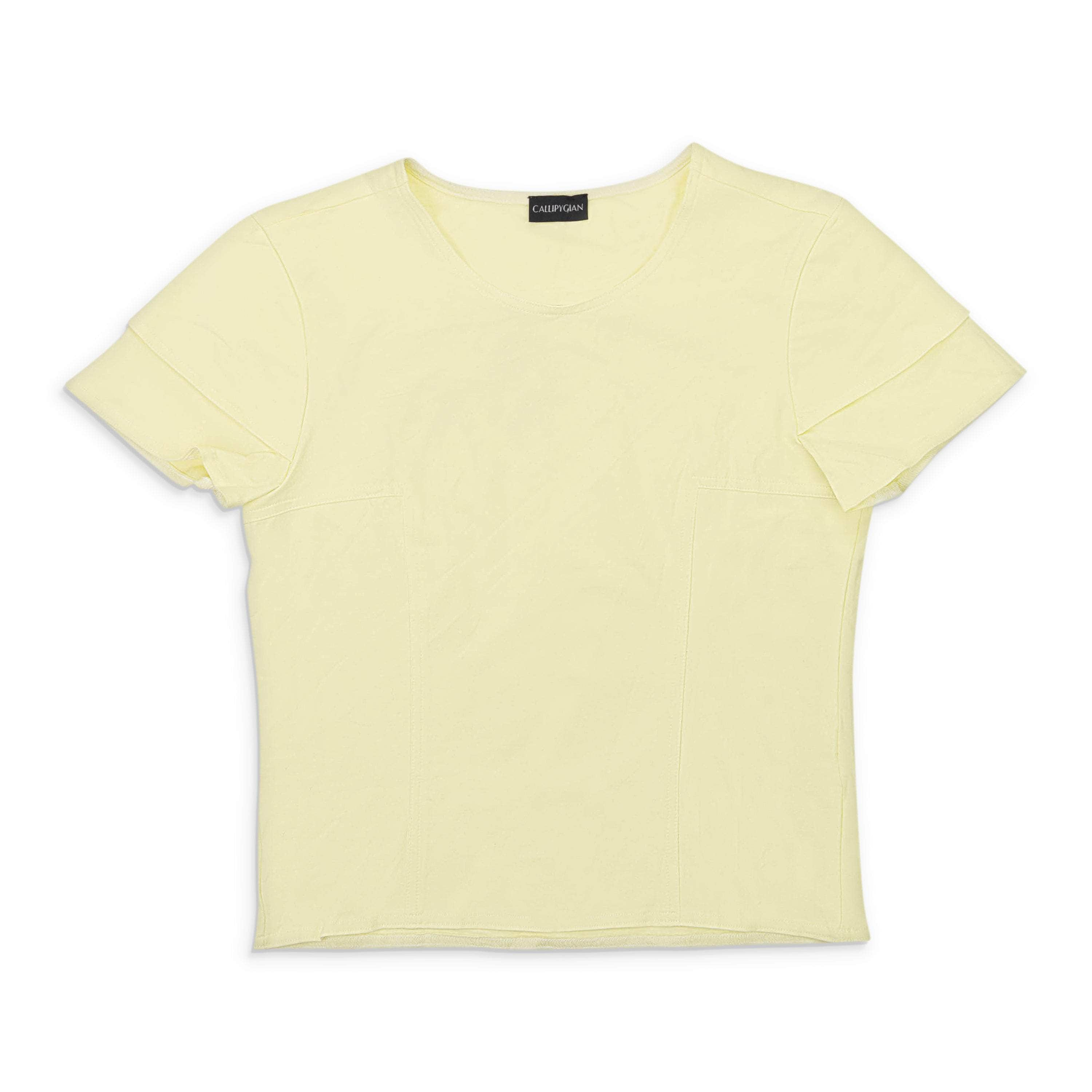 Callipygian 95-CPN-1107/L 95-CPN-1107/L VT902063 YELLOW WHITE CALLIPYGIAN CONTRAST STITCH TEE Size L 95-CPN-1107/L