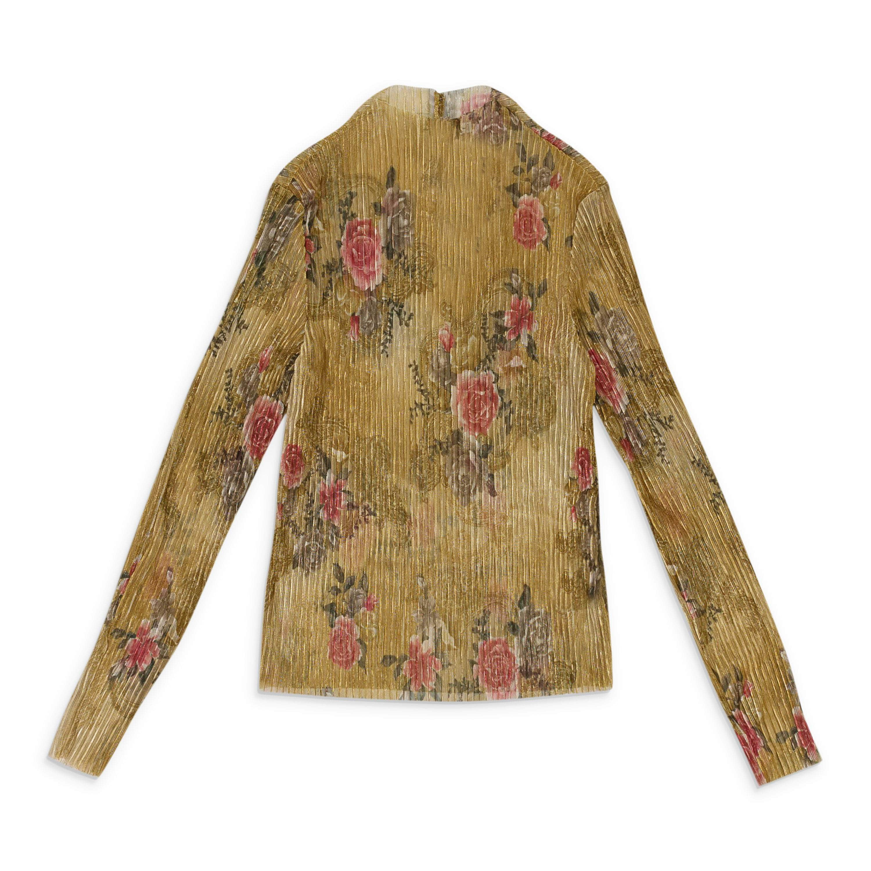 Callipygian 95-CPN-1120/XS 95-CPN-1120/XS P12030_GOLD GOLD CALLIPYGIAN FLORAL PLEATED TURTLENECK Size XS 95-CPN-1120/XS