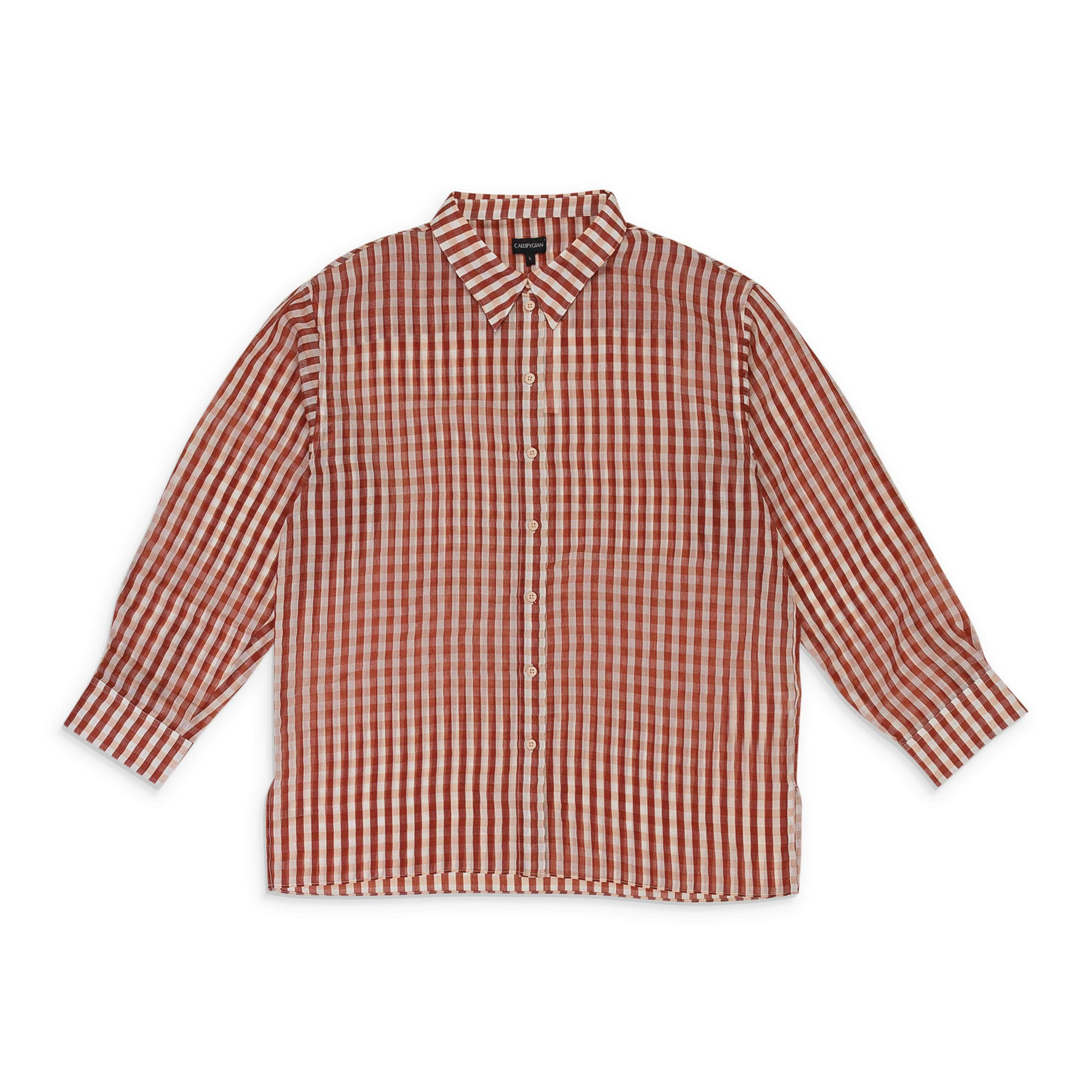 Callipygian 95-CPN-1129/L 95-CPN-1129/L F19AACP12022 RUST 6 CALLIPYGIAN GINGHAM OVER SHIRT Size L 95-CPN-1129/L