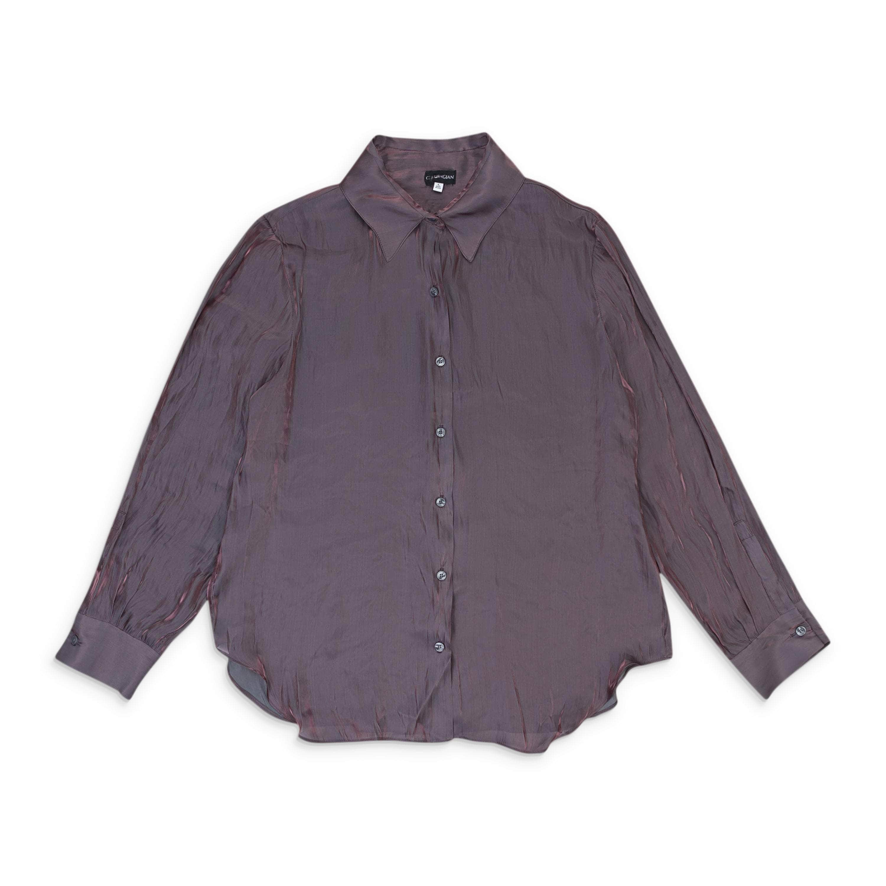 Callipygian 95-CPN-1134/XS 95-CPN-1134/XS P12043_MAROON MAROON CALLIPYGIAN IRIDESCENT BUTTON FRONT SHIRT Size XS 95-CPN-1134/XS