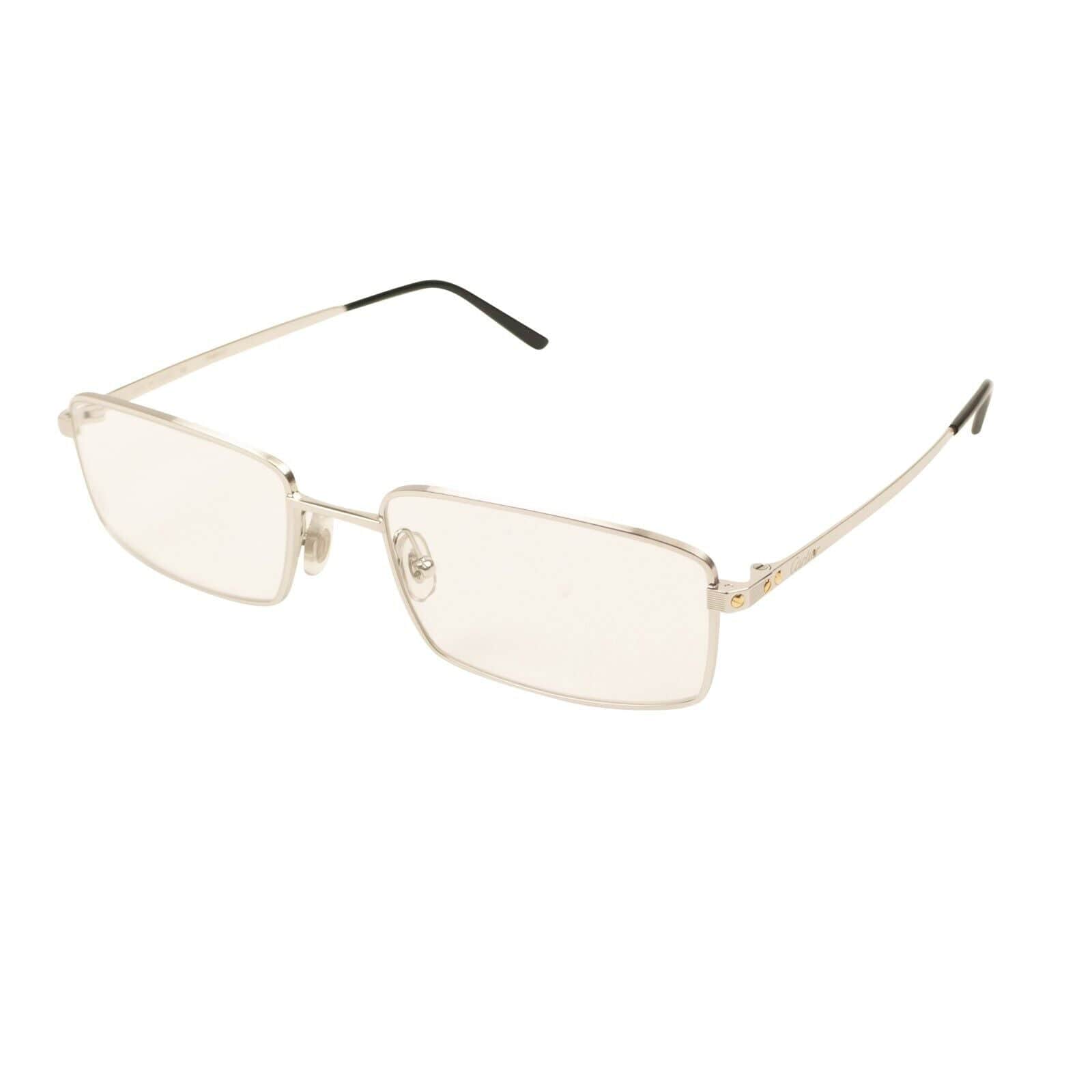 Cartier 1000-2000, channelenable-all, chicmi, couponcollection, gender-mens, main-accessories, mens-eyewear, mens-shoes, size-os OS Silver CT0085O-001 Rectangular Eyeglasses 95-CRT-3043/OS 95-CRT-3043/OS