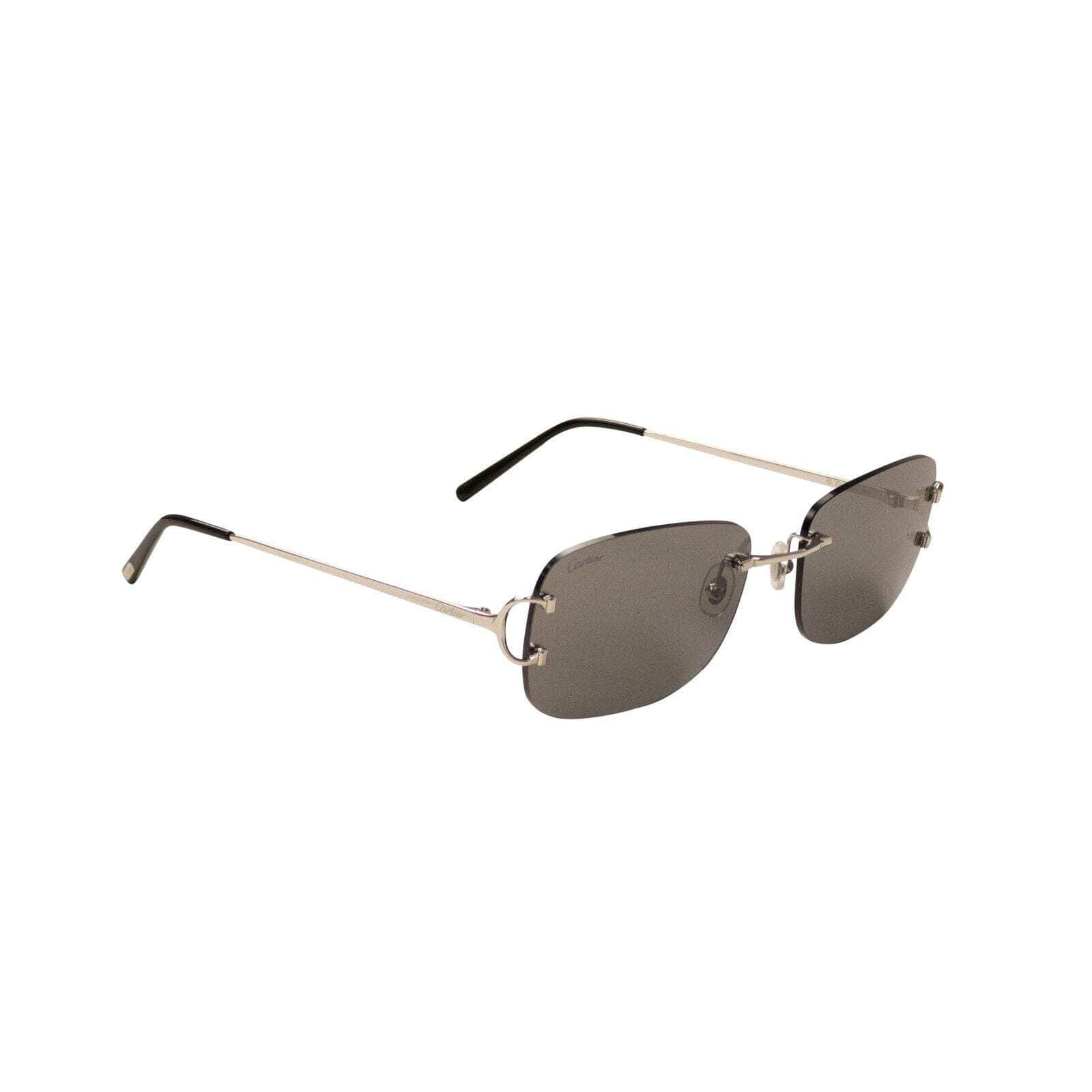 Cartier 1000-2000, channelenable-all, chicmi, couponcollection, gender-mens, main-accessories, mens-shoes, size-os OS Silver And Grey Rectangle C Sunglasses CRT-XACC-0001/OS CRT-XACC-0001/OS
