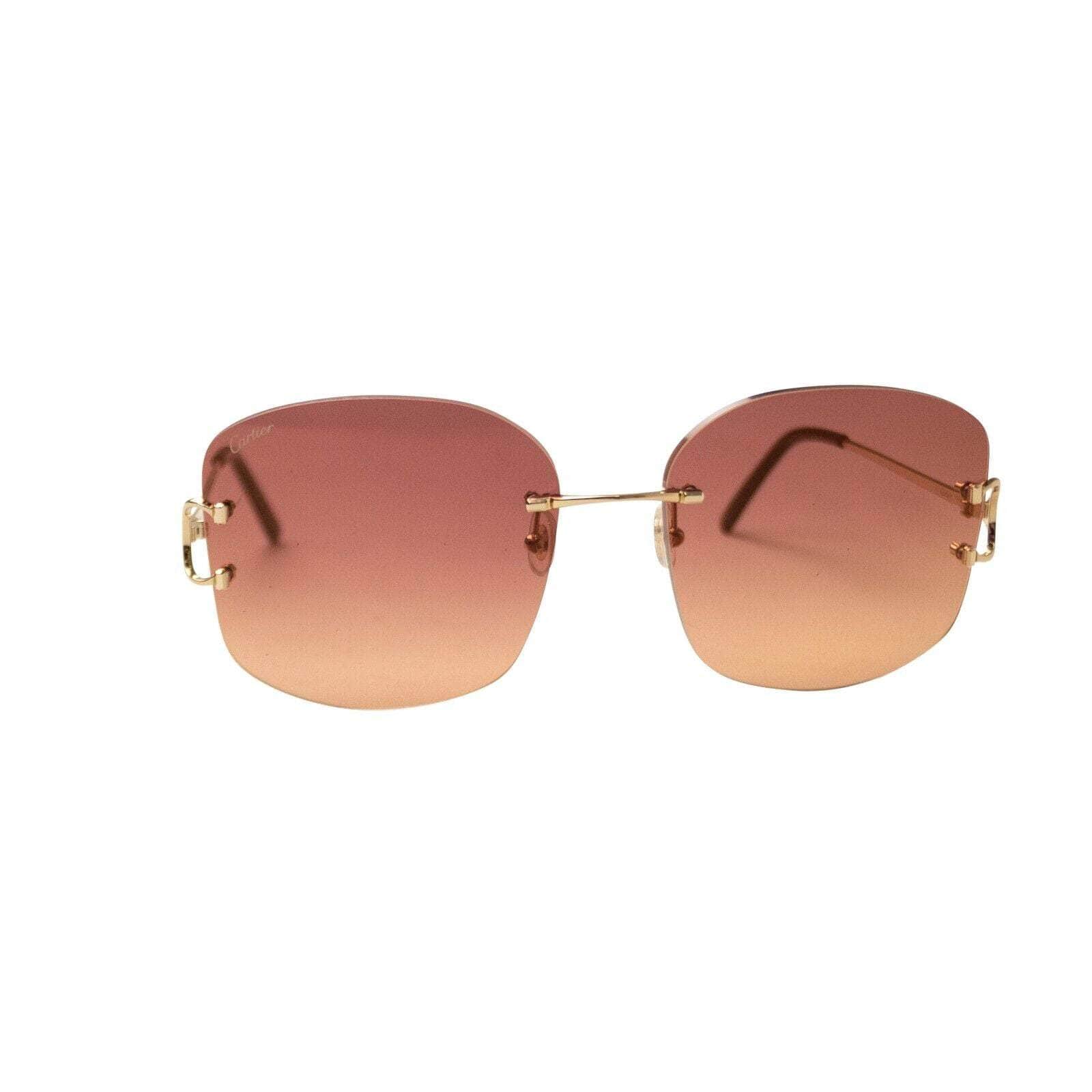 Cartier 1000-2000, channelenable-all, chicmi, couponcollection, gender-womens, main-accessories, size-os OS Gold and Red Rectangle C Sunglasses CRT-XACC-0004/OS CRT-XACC-0004/OS