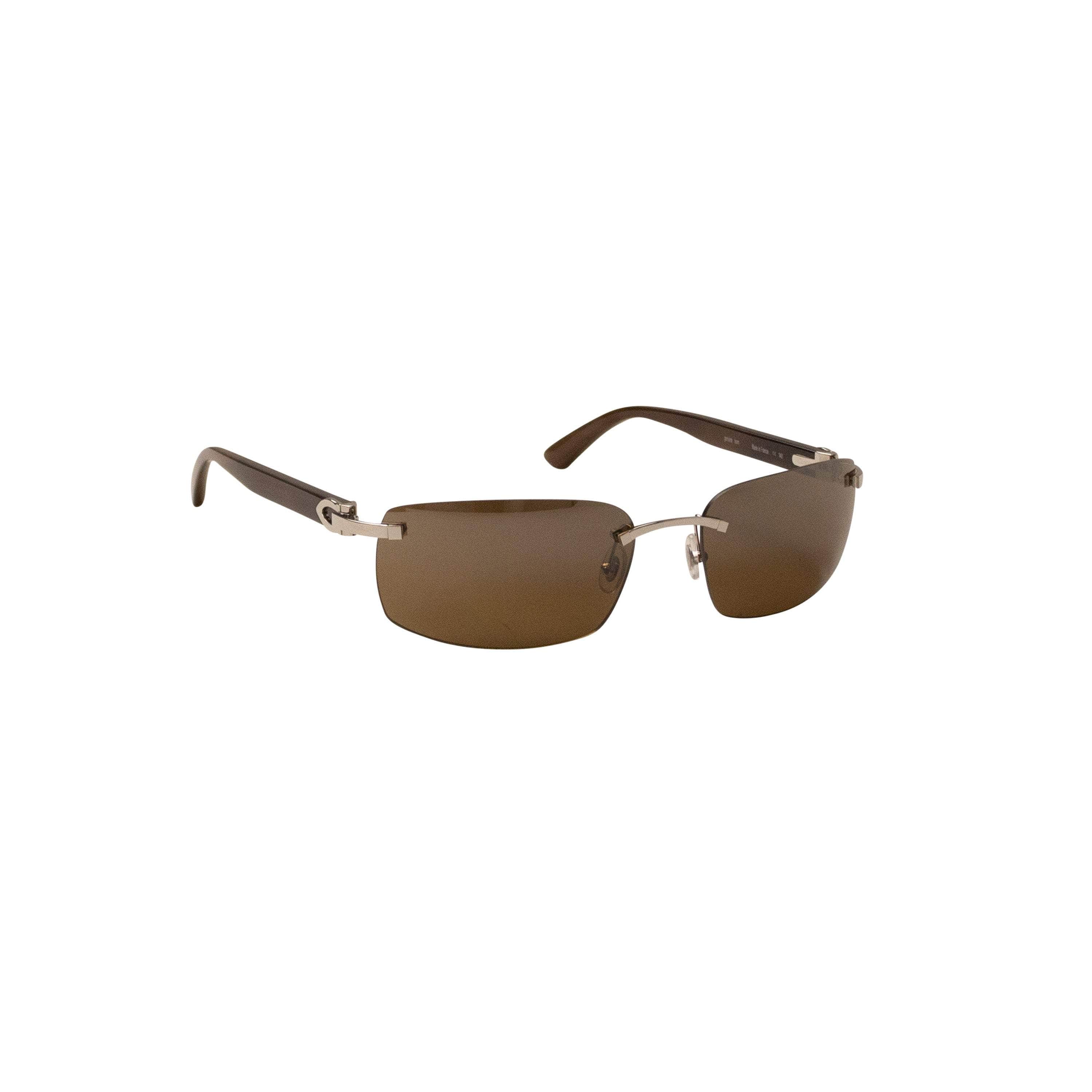 Cartier 2000-5000, channelenable-all, chicmi, couponcollection, gender-mens, main-accessories, mens-shoes, size-os OS Brown And Silver Rectangle Buffalo Horn Sunglasses CRT-XACC-0006/OS CRT-XACC-0006/OS