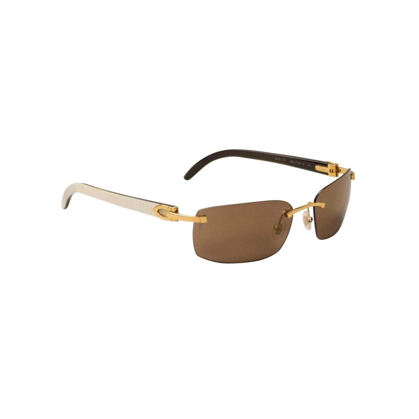 Cartier 2000-5000, channelenable-all, chicmi, couponcollection, gender-mens, main-accessories, mens-shoes, size-os OS Brown And White Rectangle Buffalo Horn Sunglasses CRT-XACC-0008/OS CRT-XACC-0008/OS