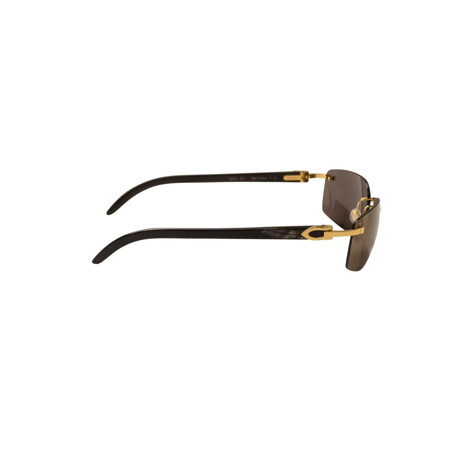Cartier 2000-5000, channelenable-all, chicmi, couponcollection, gender-mens, main-accessories, mens-shoes, size-os OS Gold Rectangle Buffalo Horn Sunglasses CRT-XACC-0007/OS CRT-XACC-0007/OS