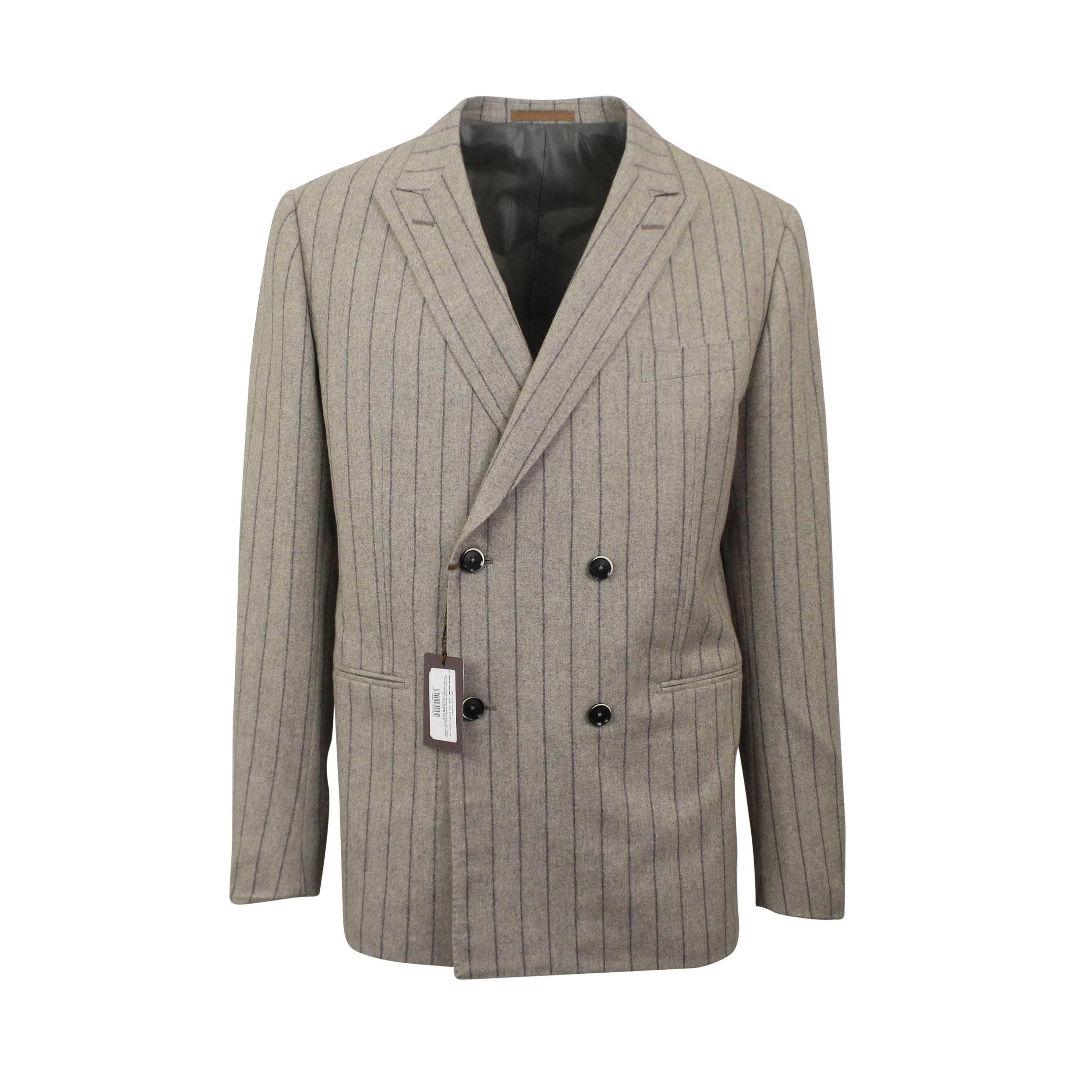 Caruso 750-1000, caruso, channelenable-all, chicmi, couponcollection, main-clothing, shop375, Stadium Goods 54 Beige Double-Breasted Wool Striped Suit 9R CRS-XTPS-0194/54 CRS-XTPS-0194/54