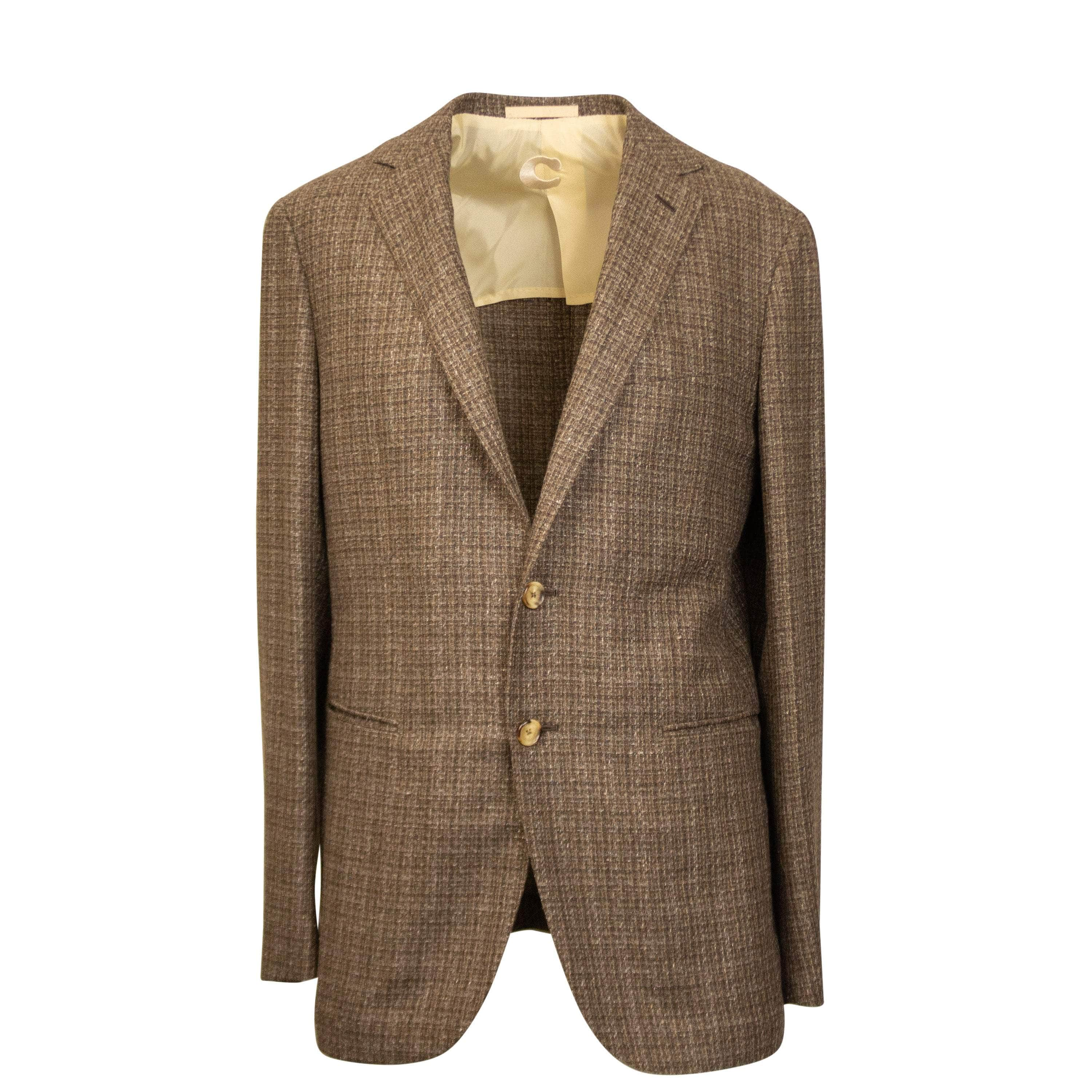 Caruso CRS-XTPS-0004/48 CRS-XTPS-0004/48 PE2GM201Y Brown Caruso Tweed Single Breasted Blazer 8R Size 48 CRS-XTPS-0004/48