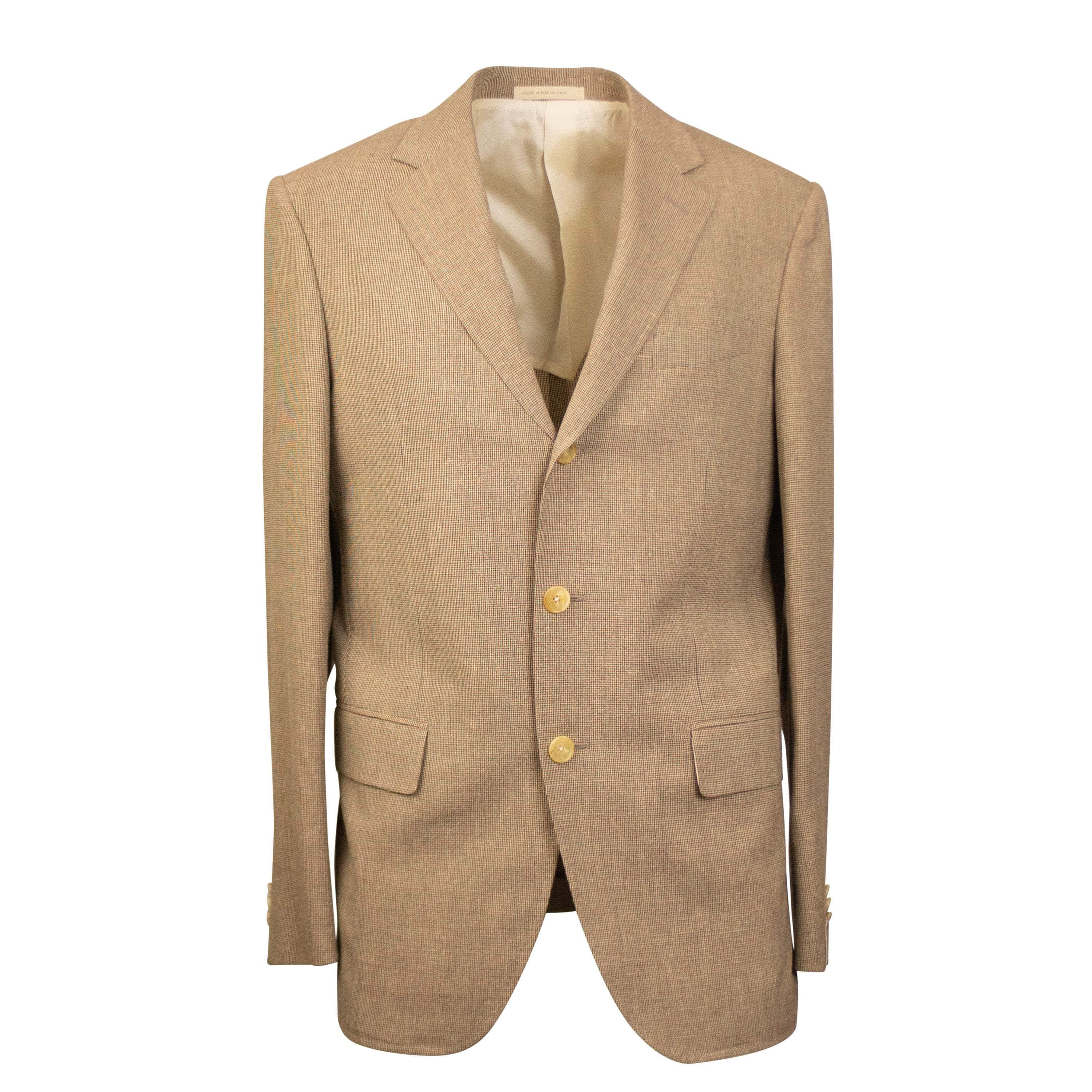 Caruso CRS-XTPS-0006/48 NWT CARUSO Brown Houndstooth Wool Blend Single Breasted Blazer Size 48 $1395 CRS-XTPS-0006/48