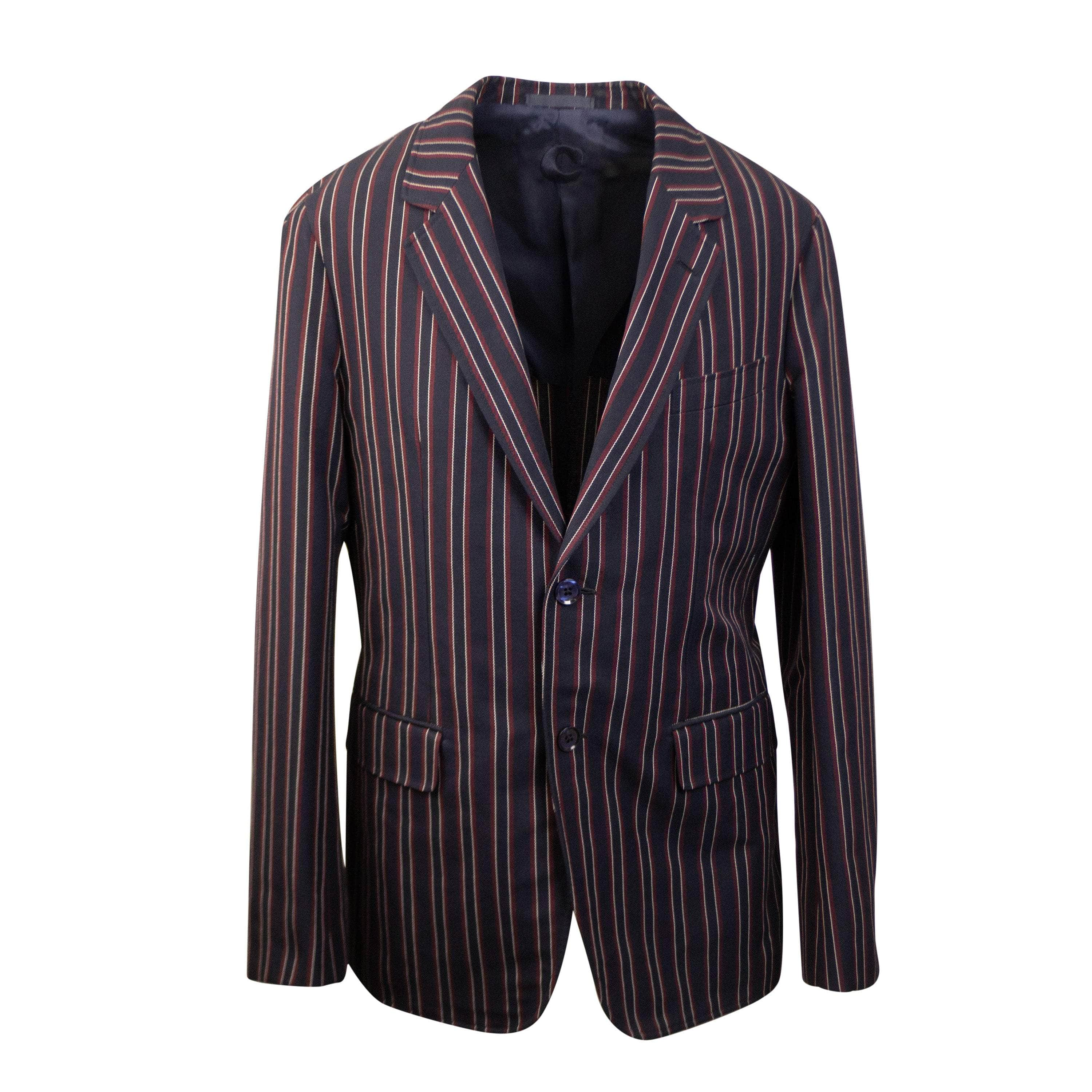 Caruso CRS-XTPS-0018/50 NWT CARUSO Navy & Burgundy Striped Single Breasted Blazer Size 50 $1395 CRS-XTPS-0018/50