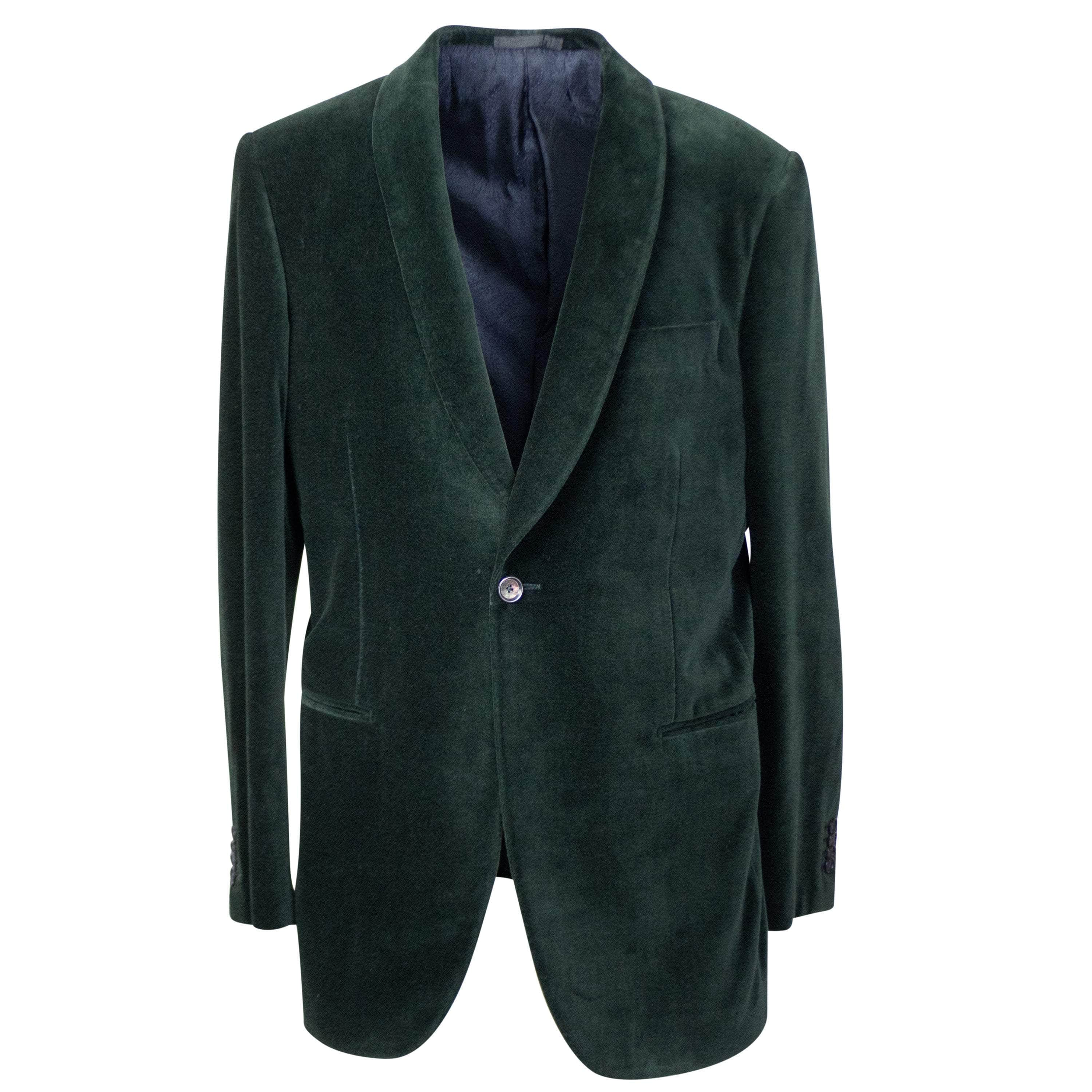 Caruso CRS-XTPS-0039/50 NWT CARUSO Green Cotton Velvet Single Breasted Blazer Size 50 $1395 CRS-XTPS-0039/50