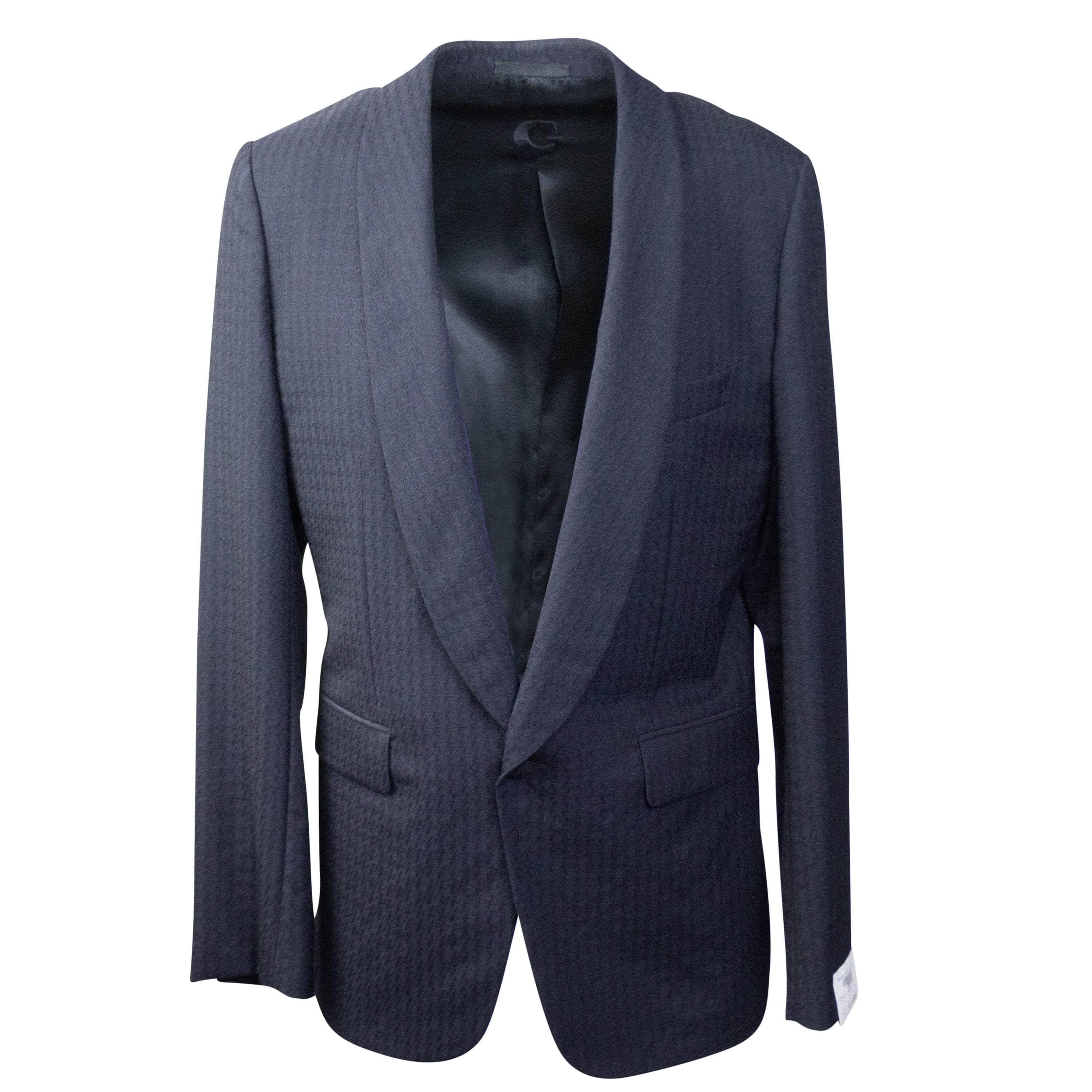 Caruso CRS-XTPS-0042/50 NWT CARUSO Navy Wool Houndstooth Single Breasted Blazer Size 50 $1395 CRS-XTPS-0042/50