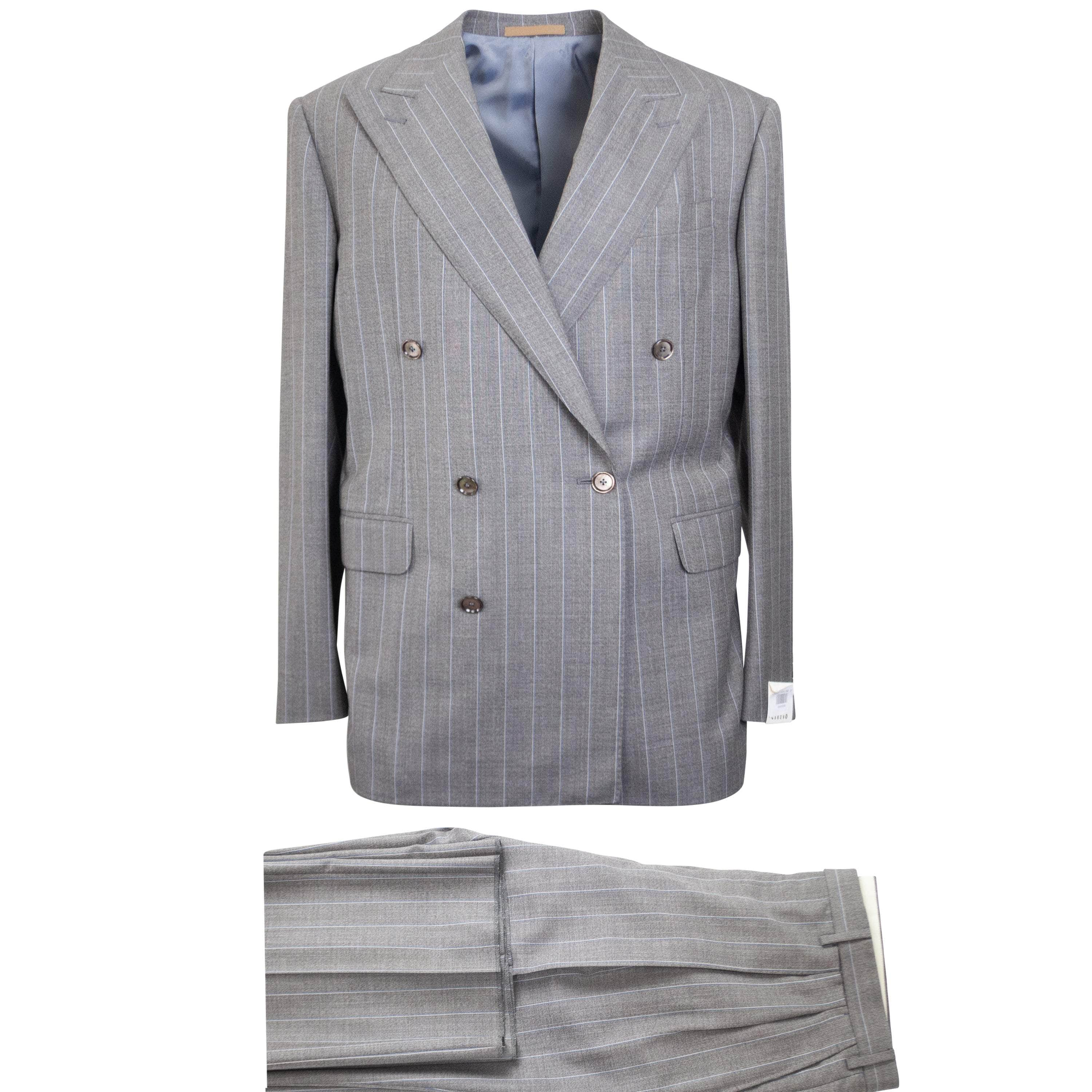 Caruso CRS-XTPS-0058/50 NWT CARUSO Light Grey Wool Double Breasted Blazer Size 50 $1395 CRS-XTPS-0058/50