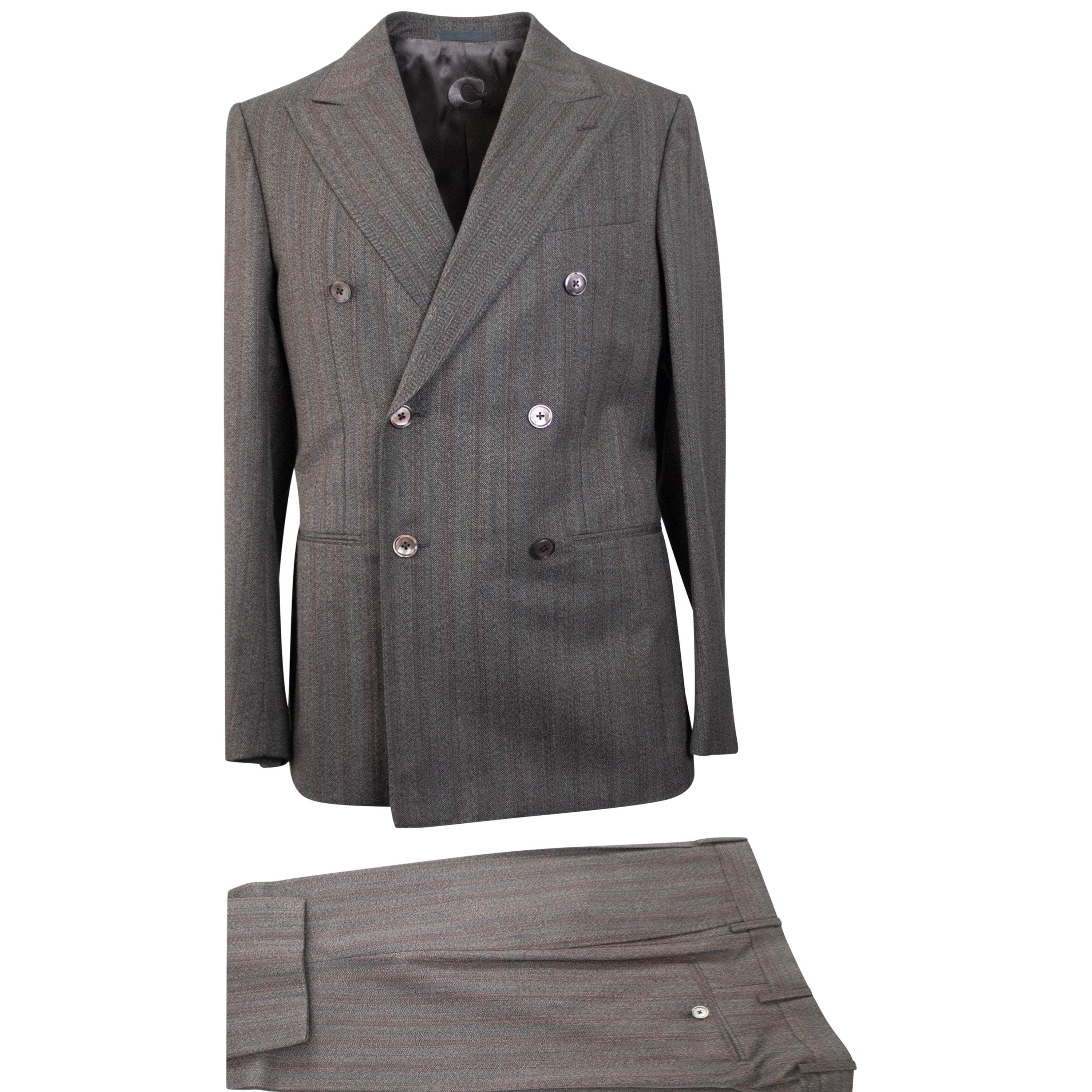 Caruso CRS-XTPS-0069/50 NWT CARUSO Dark Grey Cotton Double Breasted Suit 10R Size 50 $1395 CRS-XTPS-0069/50