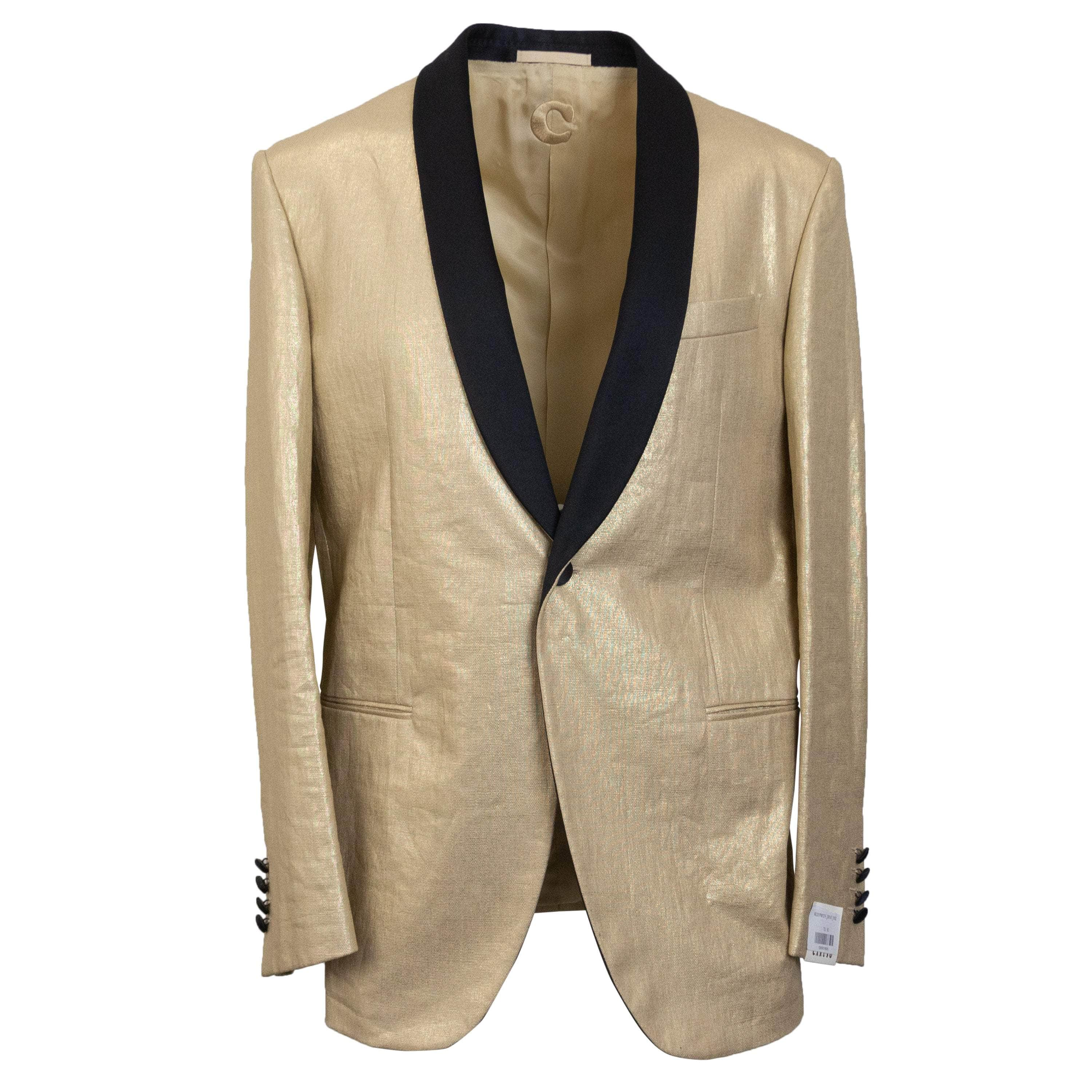 Caruso CRS-XTPS-0078/50 NWT CARUSO Gold Linen Single Breasted Suit 7R Size 50 $1995 CRS-XTPS-0078/50