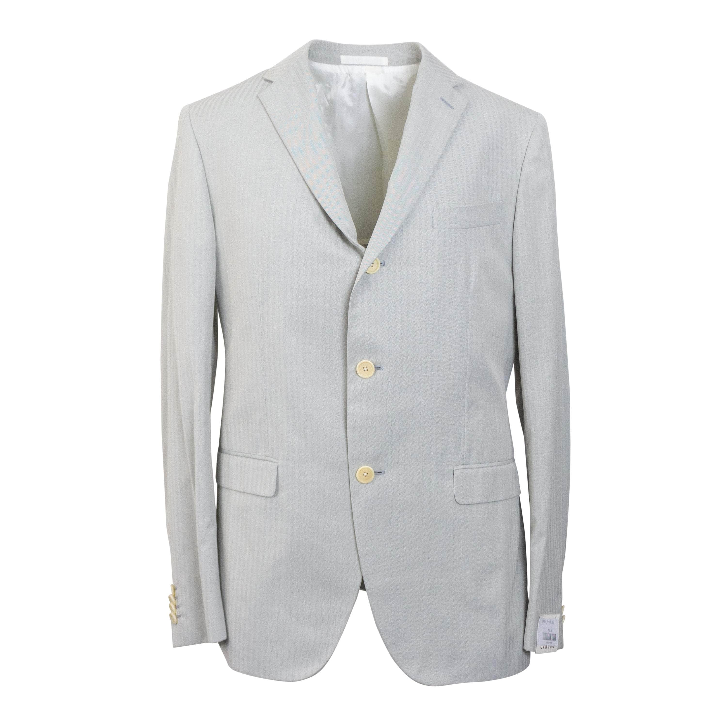 Caruso CRS-XTPS-0079/50 NWT CARUSO Dove Grey Cotton Stripe Suit 8R Size 50 $1995 CRS-XTPS-0079/50