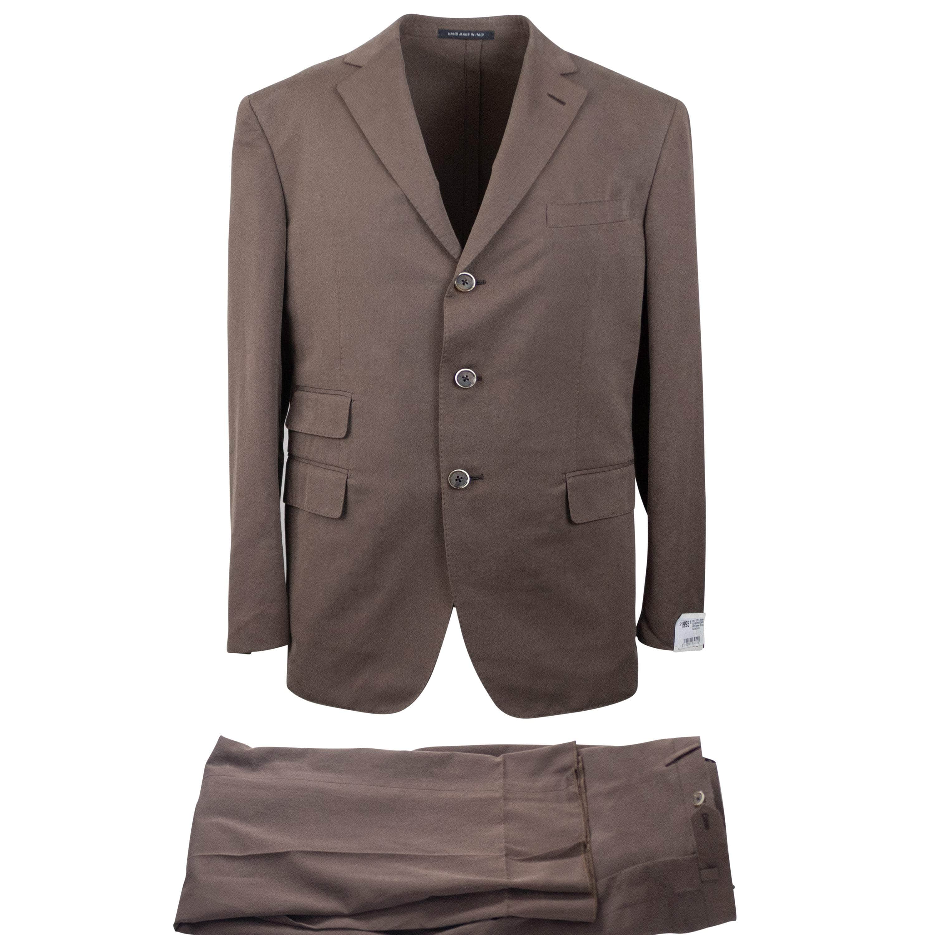 Caruso CRS-XTPS-0098/50 NWT CARUSO Espresso Brown Cotton Single Breasted Suit 7R Size 50 $1995 CRS-XTPS-0098/50