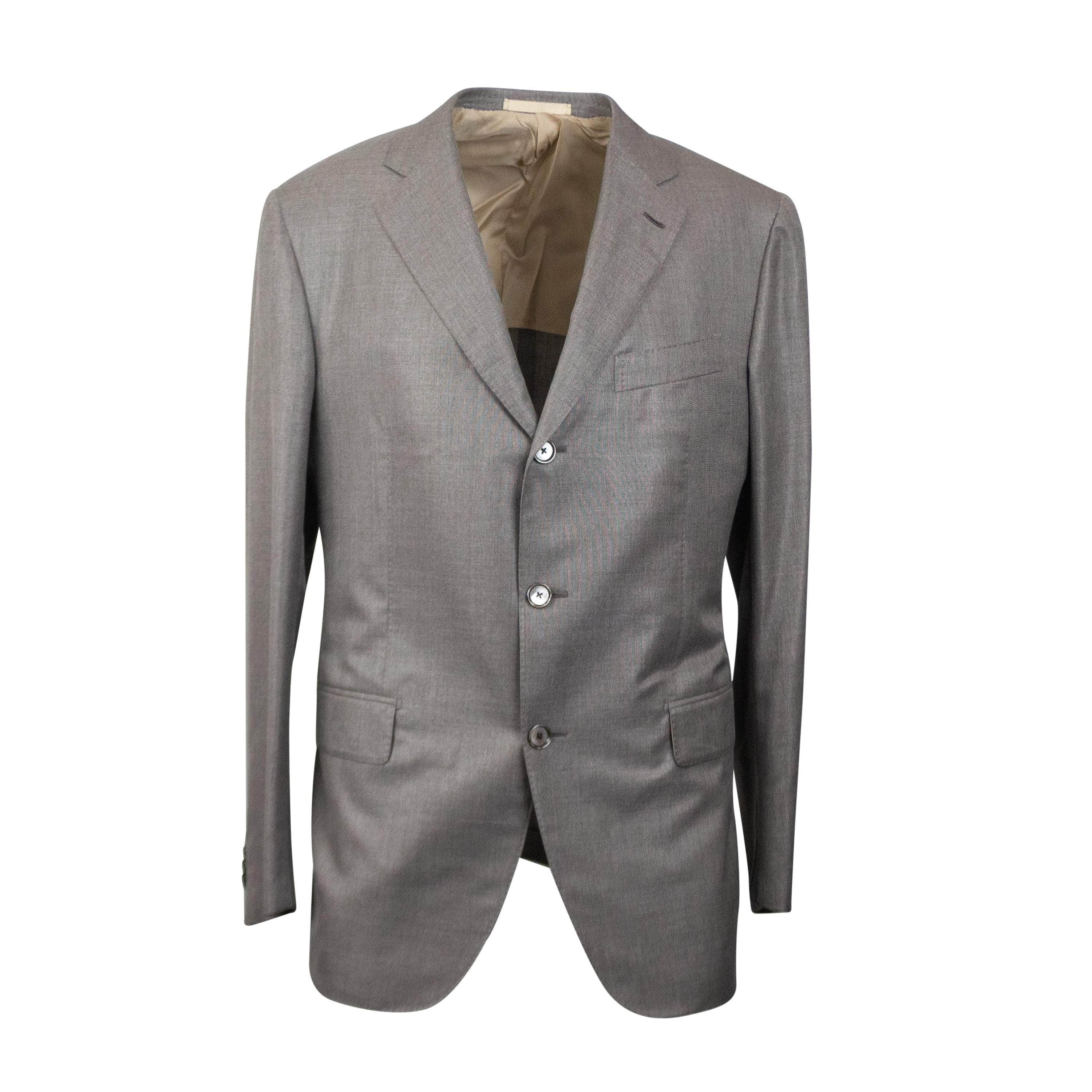 Caruso CRS-XTPS-0105/50 NWT CARUSO Grey Beige Silk Blend Single Breasted 3 Piece Suit Size 50 $1995 CRS-XTPS-0105/50