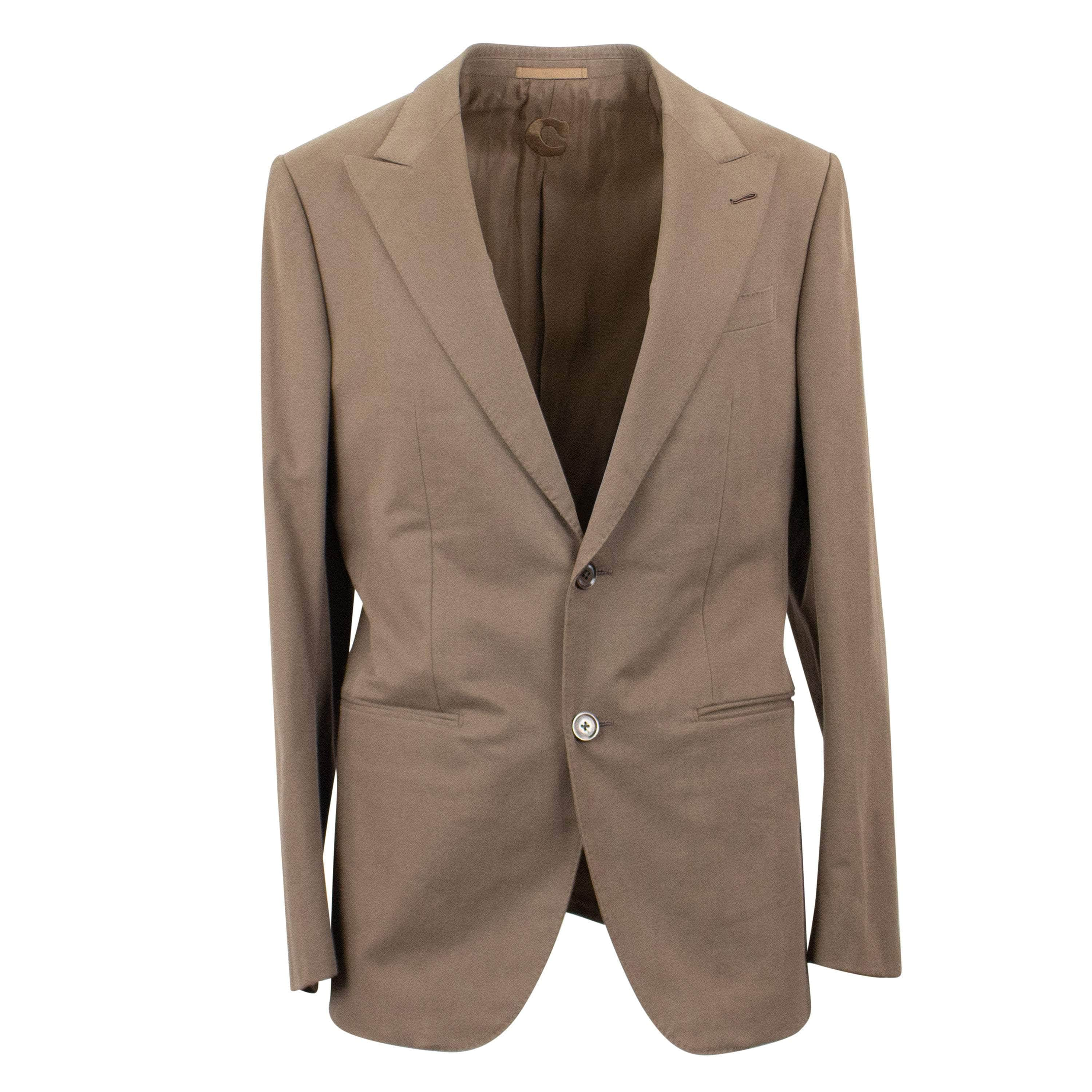 Caruso CRS-XTPS-0140/50 NWT CARUSO Peanut Brown Cotton Blend Single Breasted Suit 10R Size 50 $1955 CRS-XTPS-0140/50