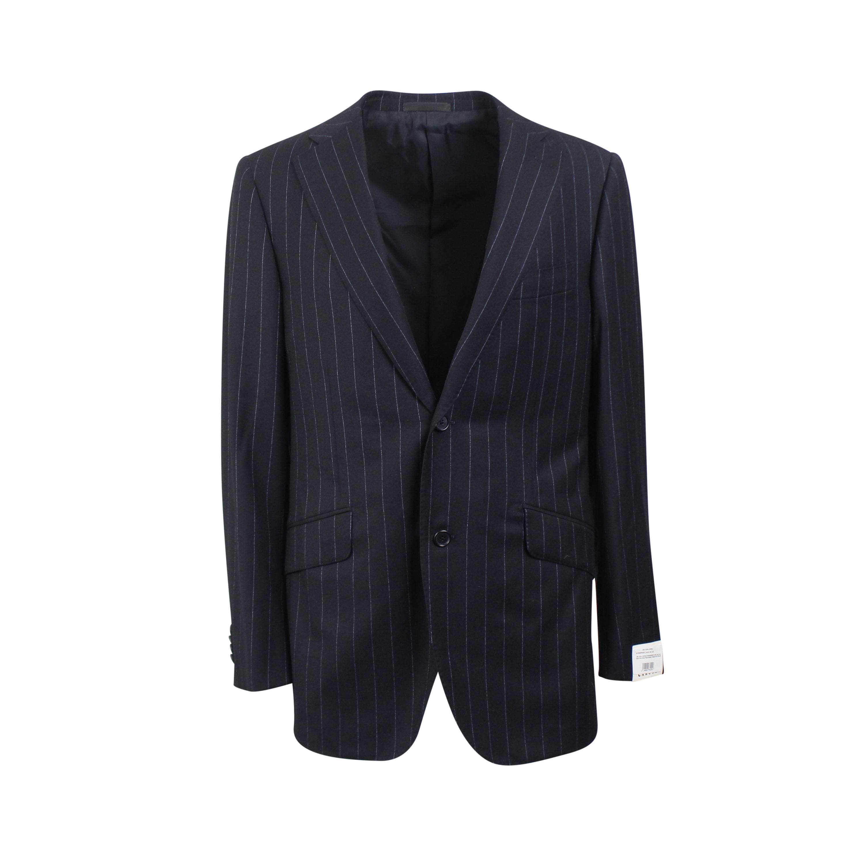 Caruso CRS-XTPS-0157/50 NWT CARUSO Single Breasted Black & Blue Pinstriped Suit Size 50 $1995 CRS-XTPS-0157/50