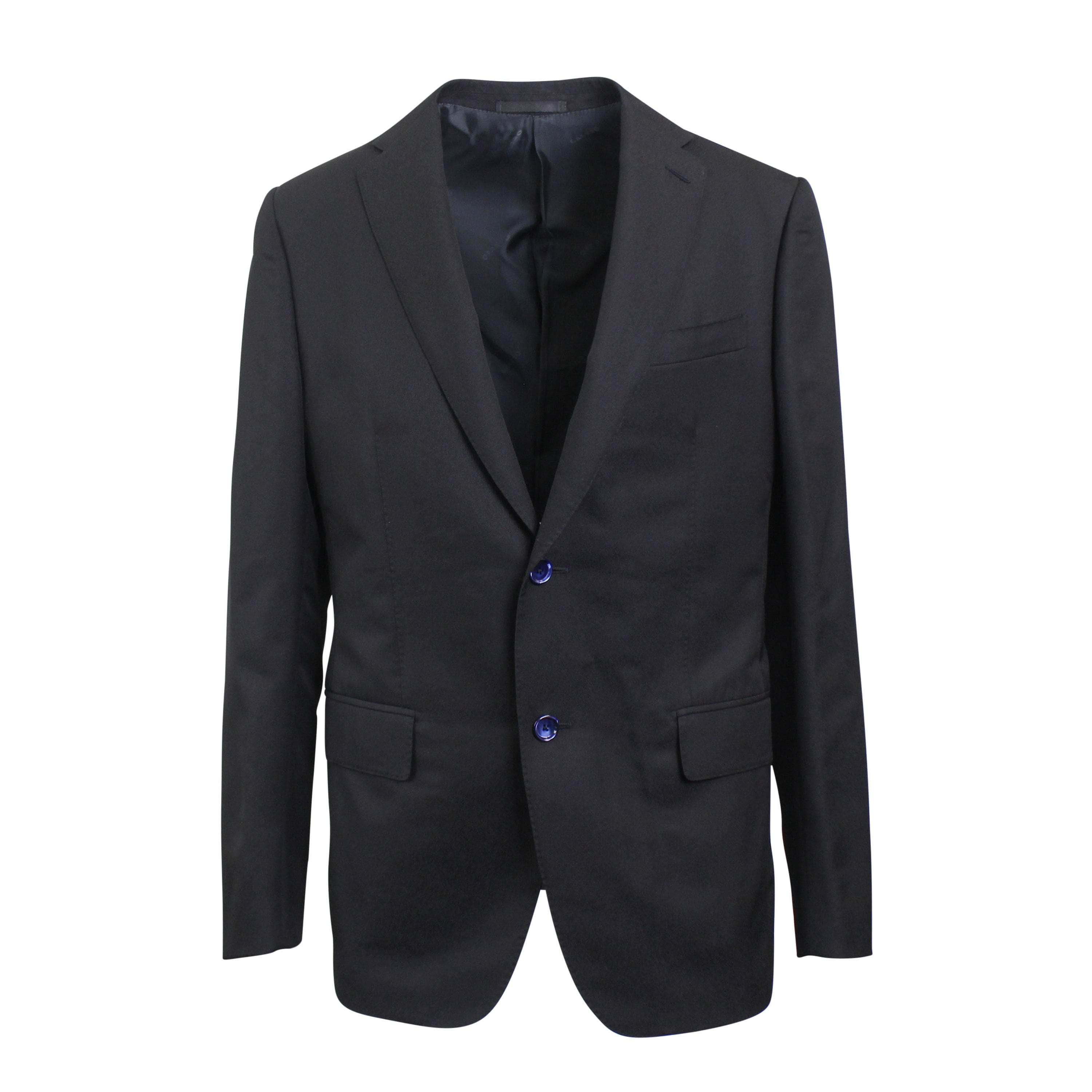 Caruso CRS-XTPS-0159/50 NWT CARUSO Black Single Breasted Wool & Linen Suit Size 50 $1995 CRS-XTPS-0159/50