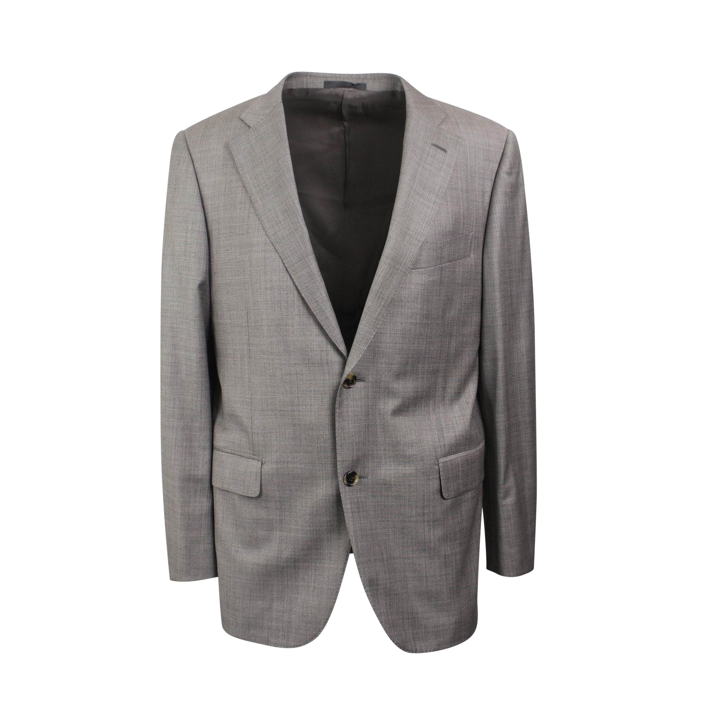 Caruso CRS-XTPS-0164/50 NWT CARUSO Single Breasted Light Grey Plaid Wool Suit Size 50 $1995 CRS-XTPS-0164/50