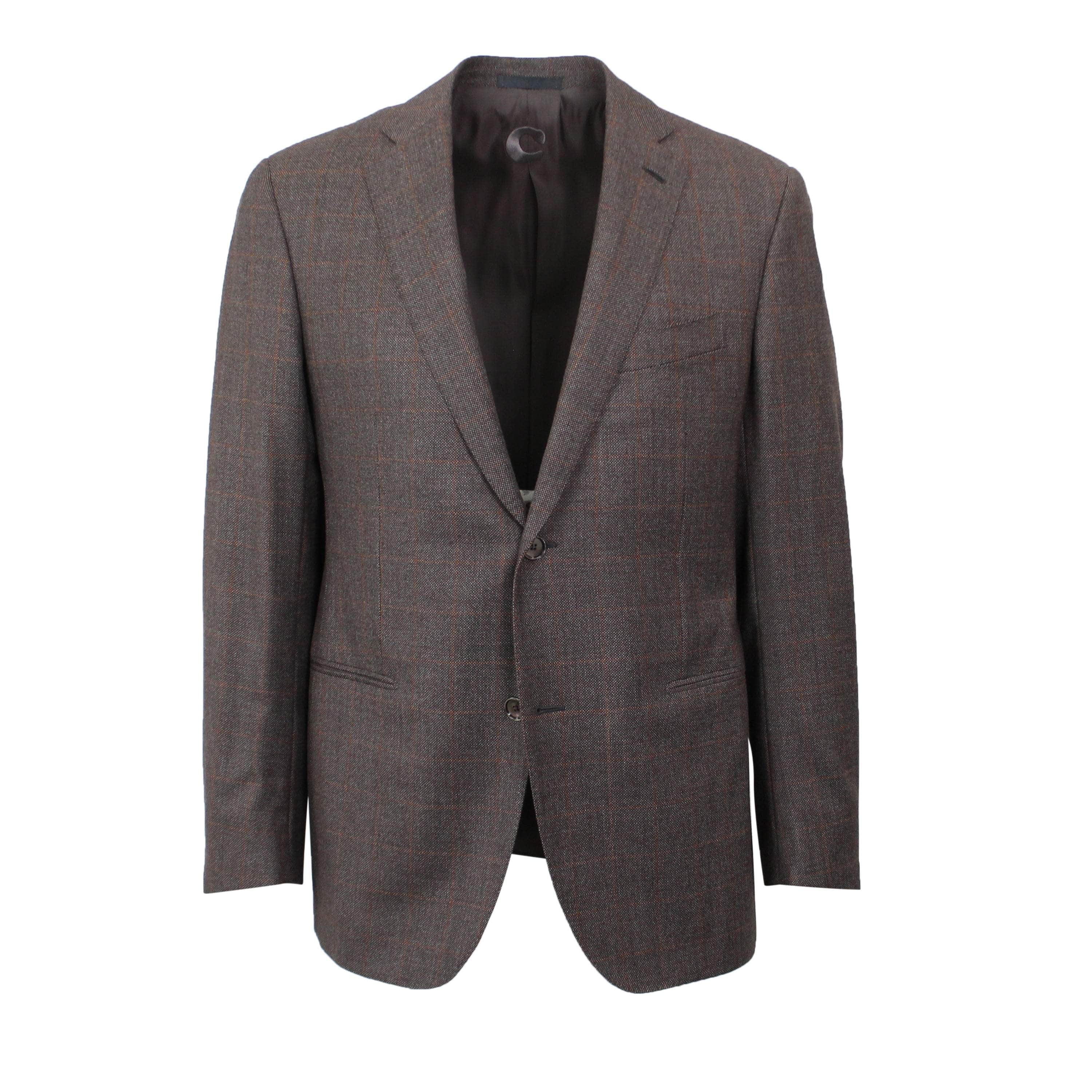 Caruso CRS-XTPS-0172/50 NWT Caruso Brown/Orange Single Breasted Wool Plaid Suit 7R Size 50 $1995 CRS-XTPS-0172/50