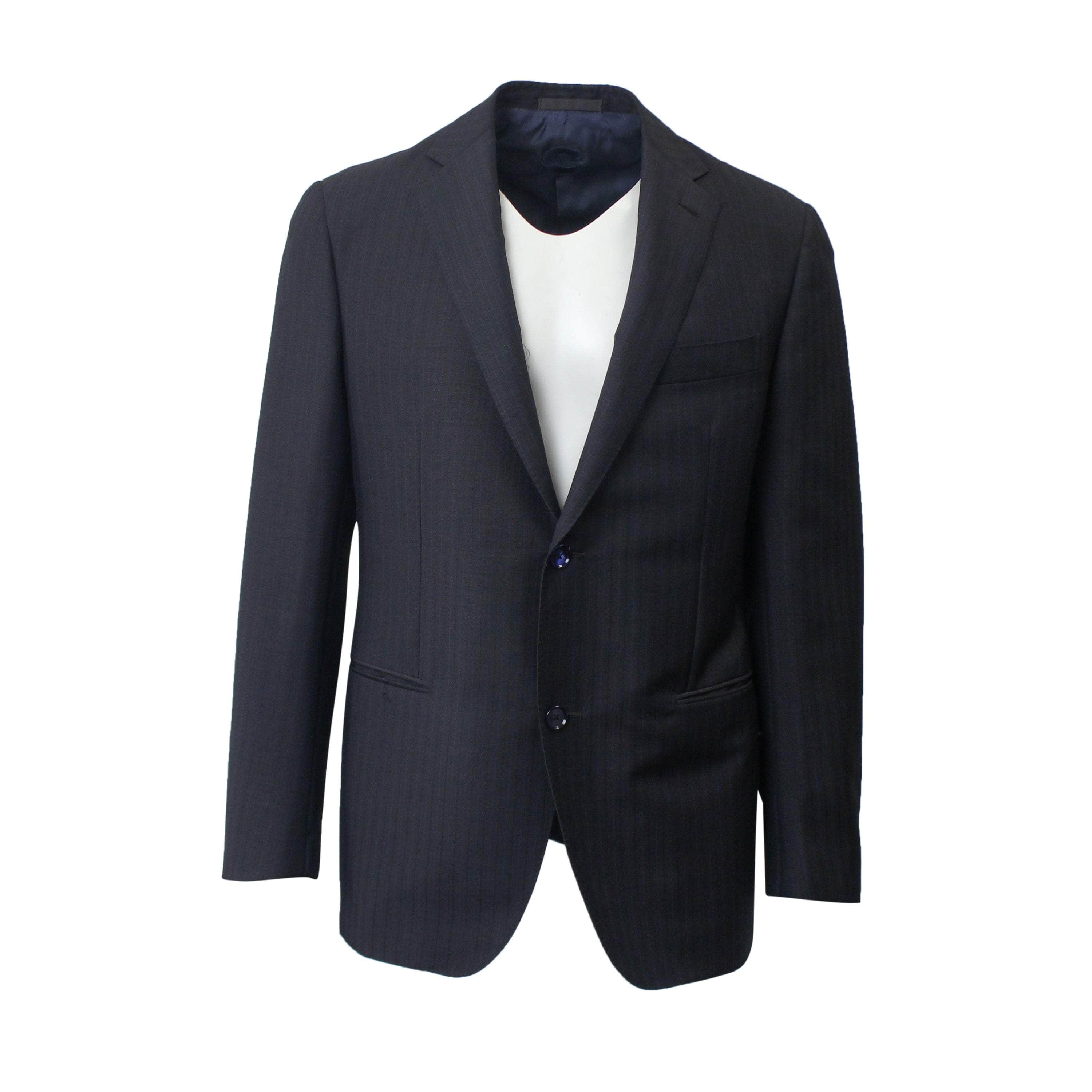 Caruso CRS-XTPS-0174/50 Caruso Black/Light Single Breasted Striped Mohair And Wool Suit 8R Size 50 $1995 CRS-XTPS-0174/50