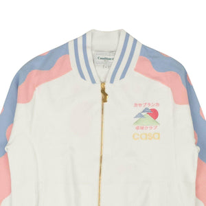 Casablanca 250-500, casablanca, channelenable-all, chicmi, couponcollection, gender-mens, main-clothing, mens-shoes, mens-track-jackets, size-m, size-s White Wave Knit Chest Logo Tracksuit Jacket