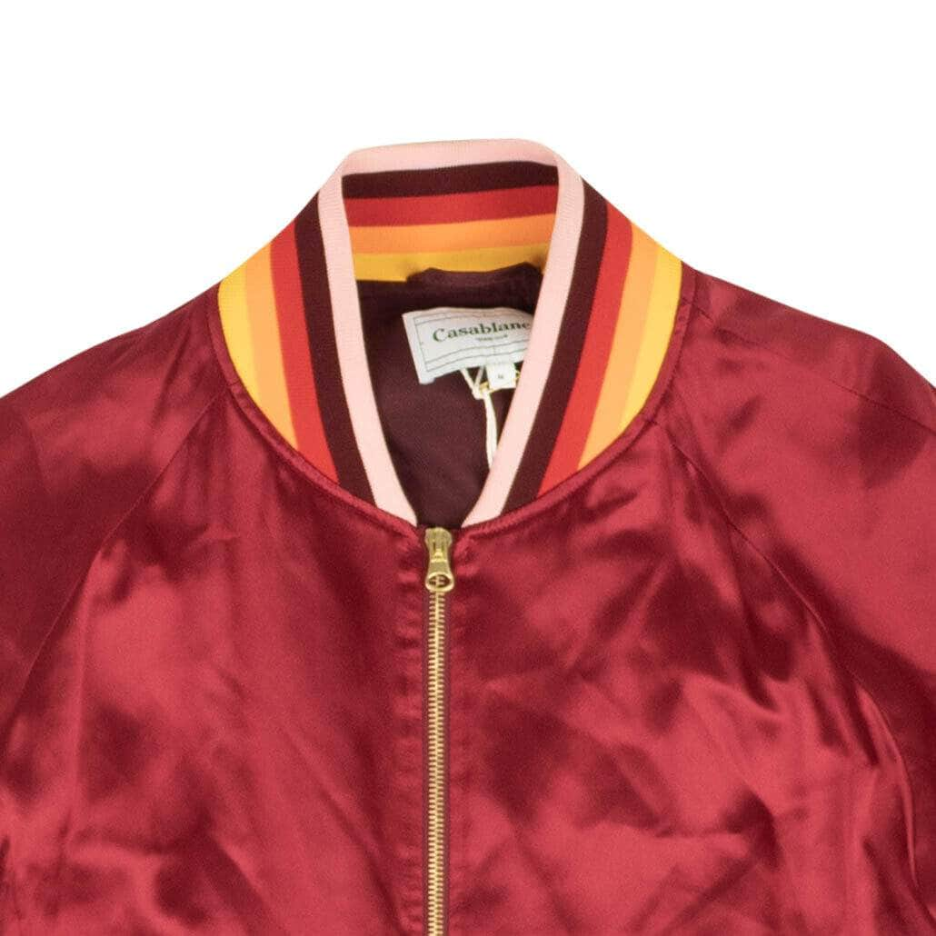 Casablanca 95-CSB-0014/M NWT CASABLANCA Burgundy Silk Satin Embroidered Souvenir Jacket Size M $1640 95-CSB-0014/M