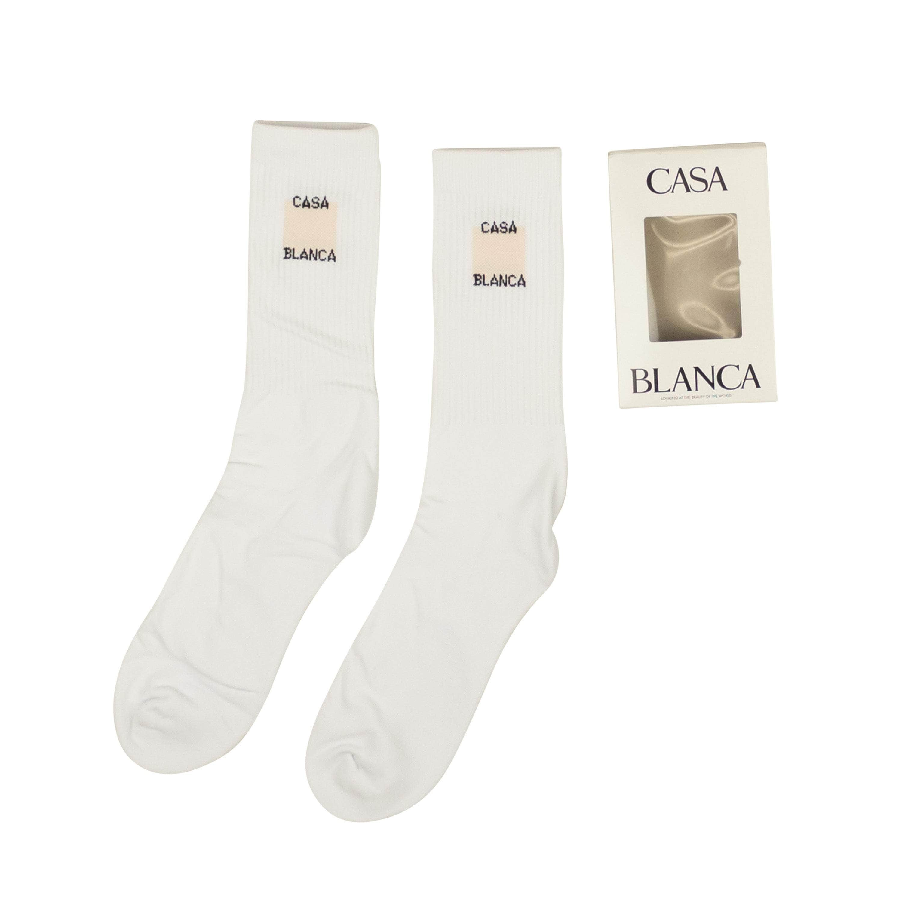 Casablanca CSB-XACC-0003/S NIB CASABLANCA White Cotton Square Logo Sport Socks Size S CSB-XACC-0003/S