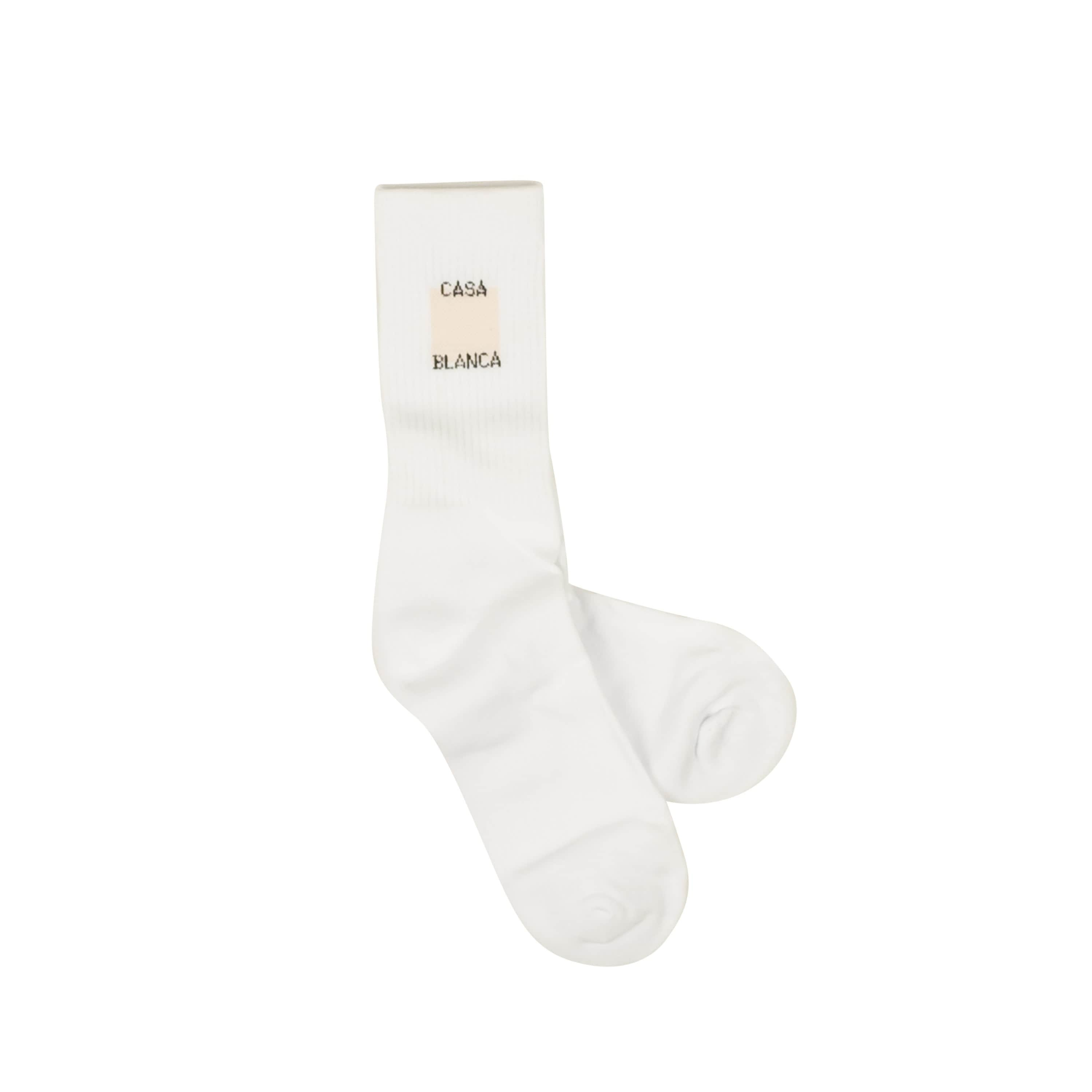 Casablanca CSB-XACC-0004/S NWT CASABLANCA White Square Logo Ribbed Sport Socks Size S CSB-XACC-0004/S