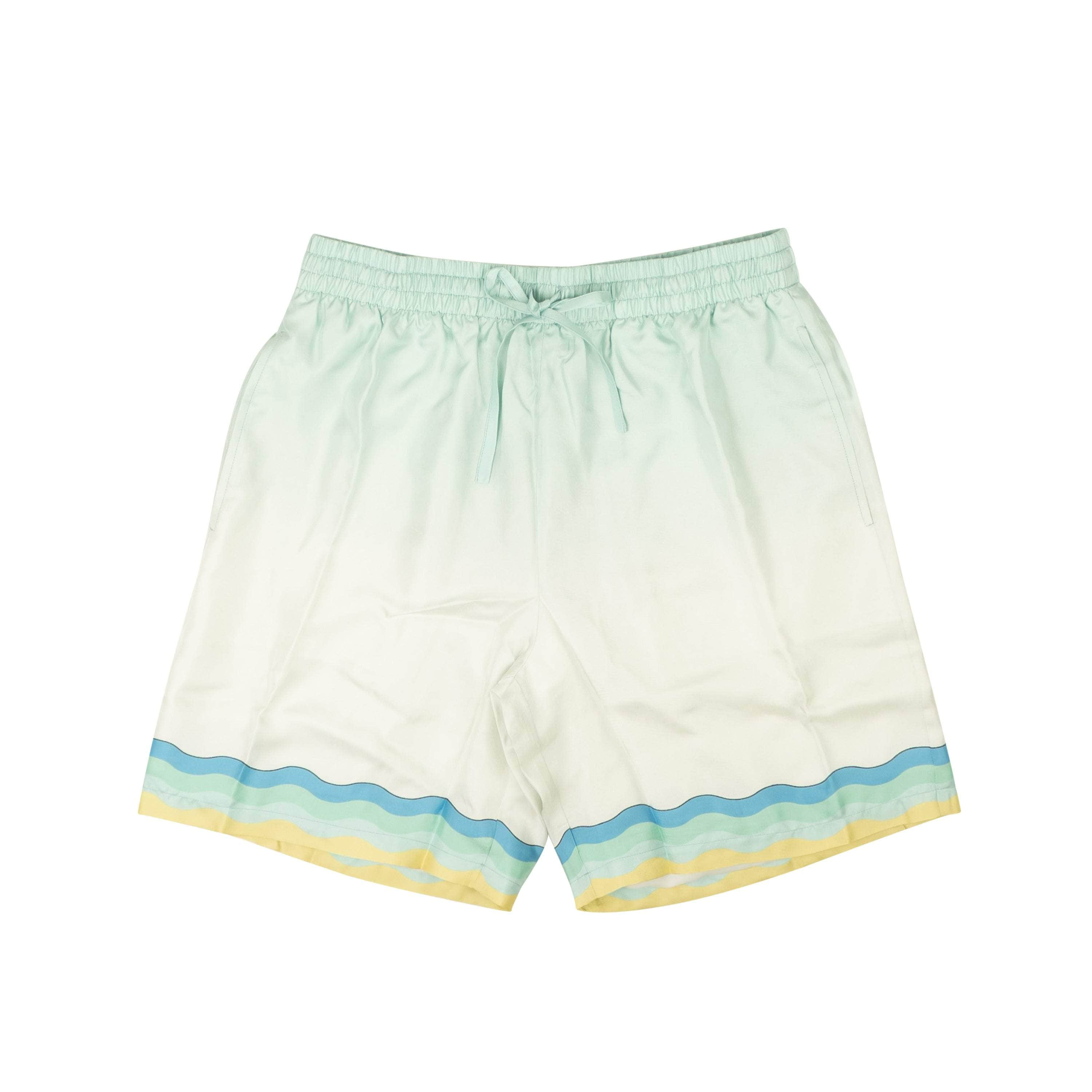 Casablanca CSB-XBTM-0011/S NWT CASABLANCA Light Aqua Memphis Icon Silk Shorts Size S $725 CSB-XBTM-0011/S