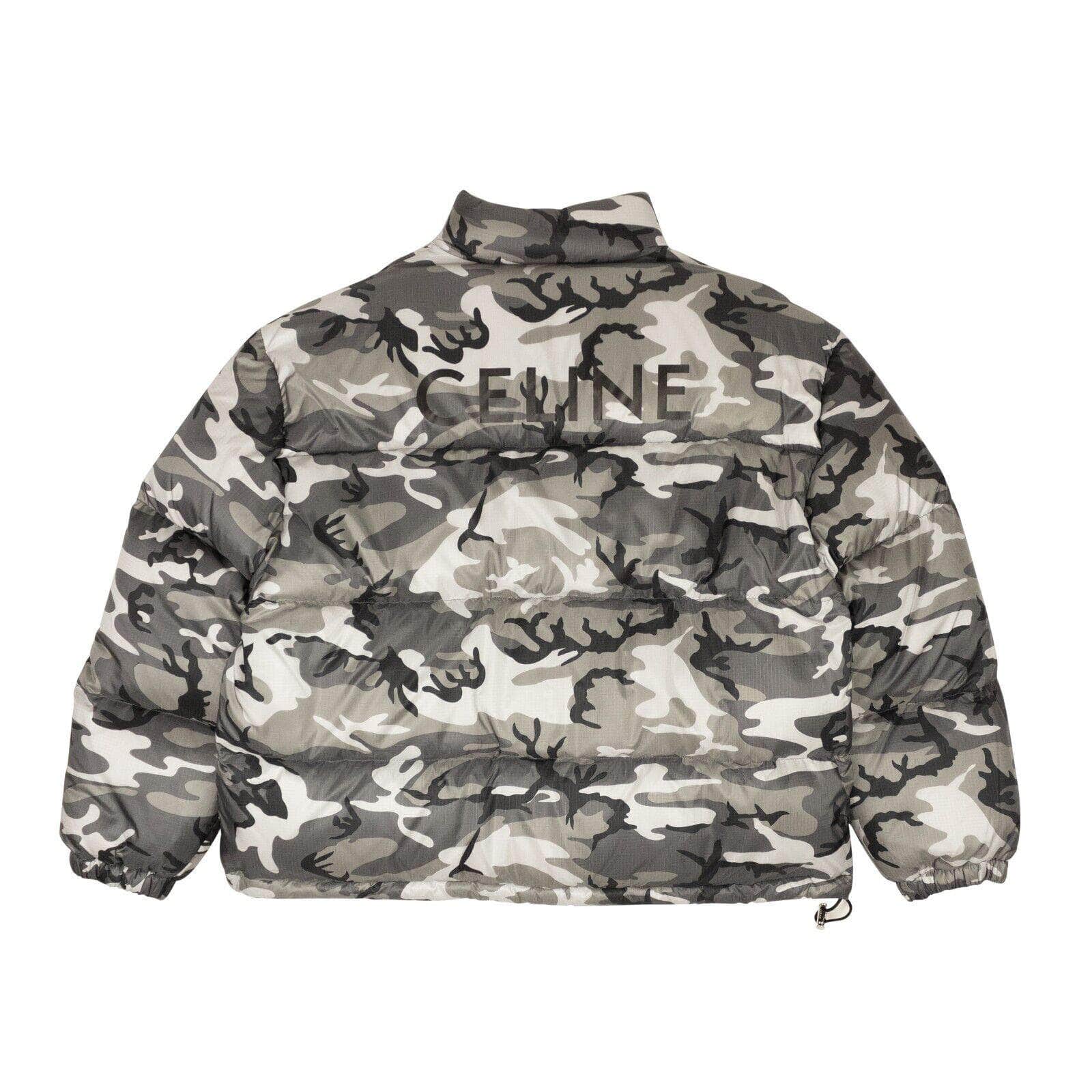 Celine 2000-5000, channelenable-all, chicmi, couponcollection, gender-mens, main-clothing, mens-shoes, size-44 44 Grey Camouflage Logo Short Down Puffer Jacket CLN-XTPS-0006/44 CLN-XTPS-0006/44