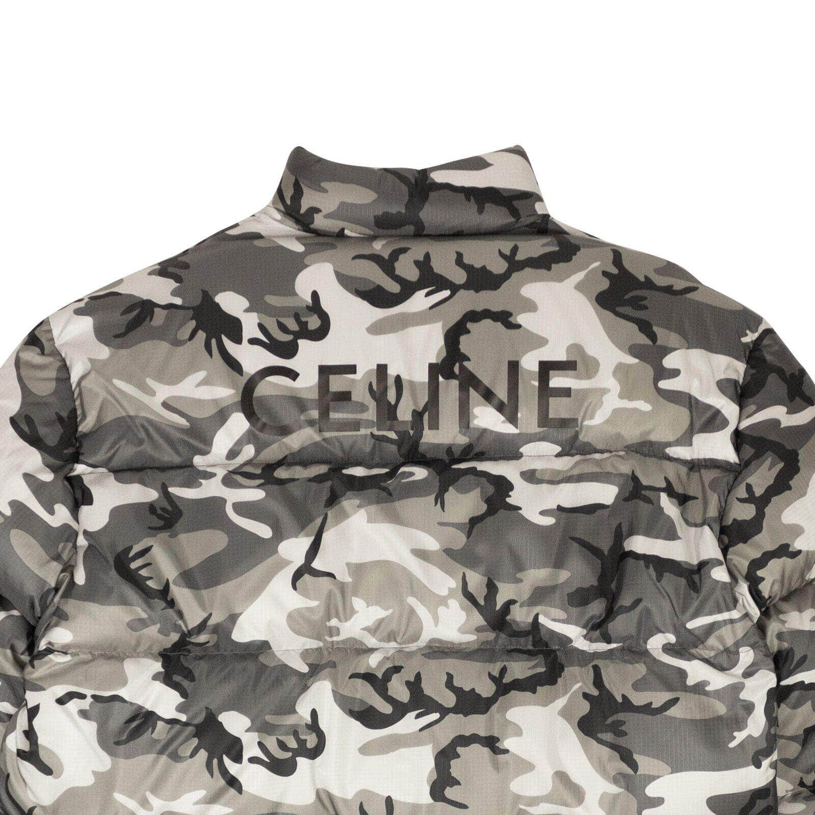 Celine 2000-5000, channelenable-all, chicmi, couponcollection, gender-mens, main-clothing, mens-shoes, size-44 44 Grey Camouflage Logo Short Down Puffer Jacket CLN-XTPS-0006/44 CLN-XTPS-0006/44