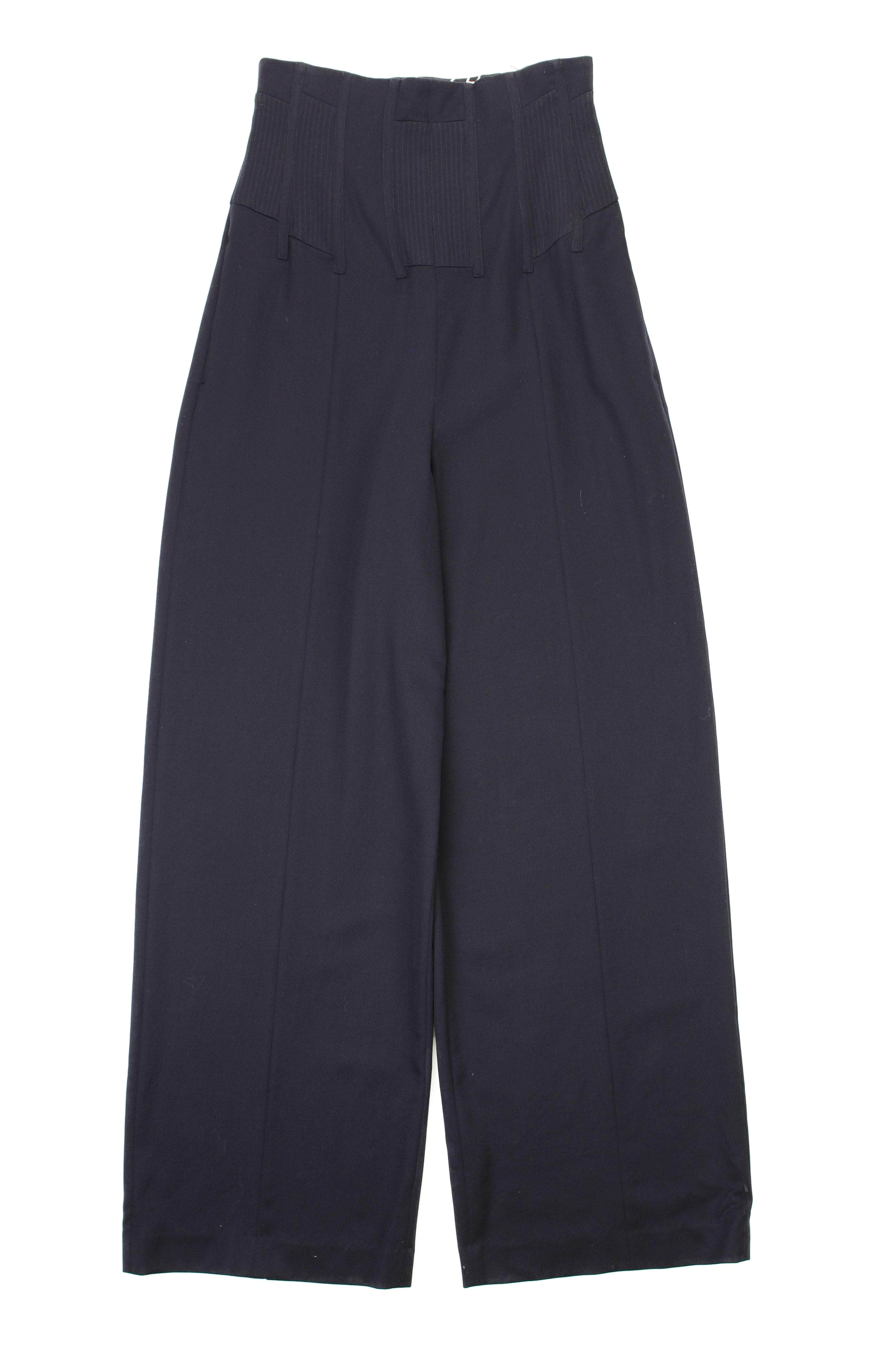 Chalayan 95-CHN-1001/42 NWT Chalayan NAVY CORSET WIDE LEG TROUSERS Size 42 $940 95-CHN-1001/42