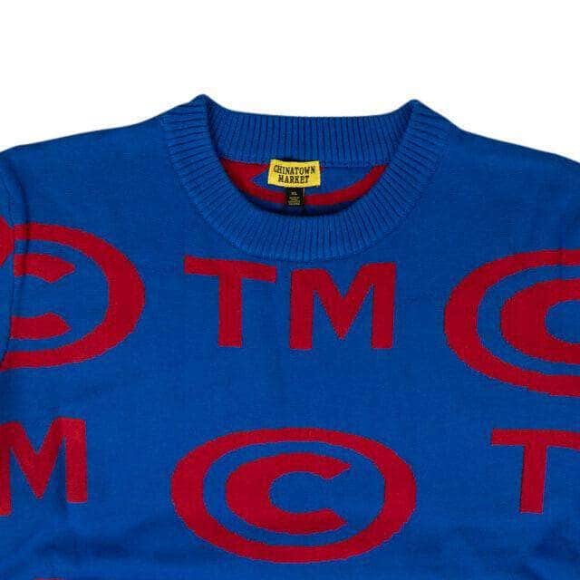CHINATOWN MARKET chinatown-market, couponcollection, gender-mens, main-clothing, mens-sweaters, size-xl, Sweater, under-250 XXL Knit 'Trade Mark' Sweater - Royal Blue 86CT-1078/XXL 86CT-1078/XXL