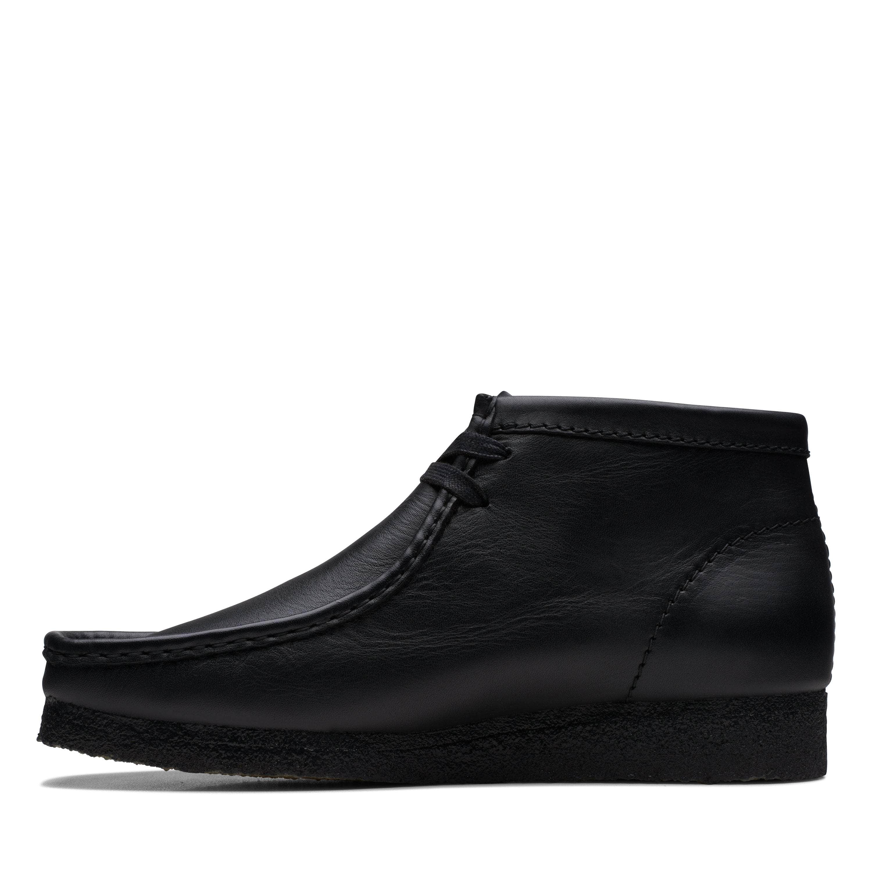 Clarks FOOTWEAR Clarks Wallabee Boot Black Leather - Men's