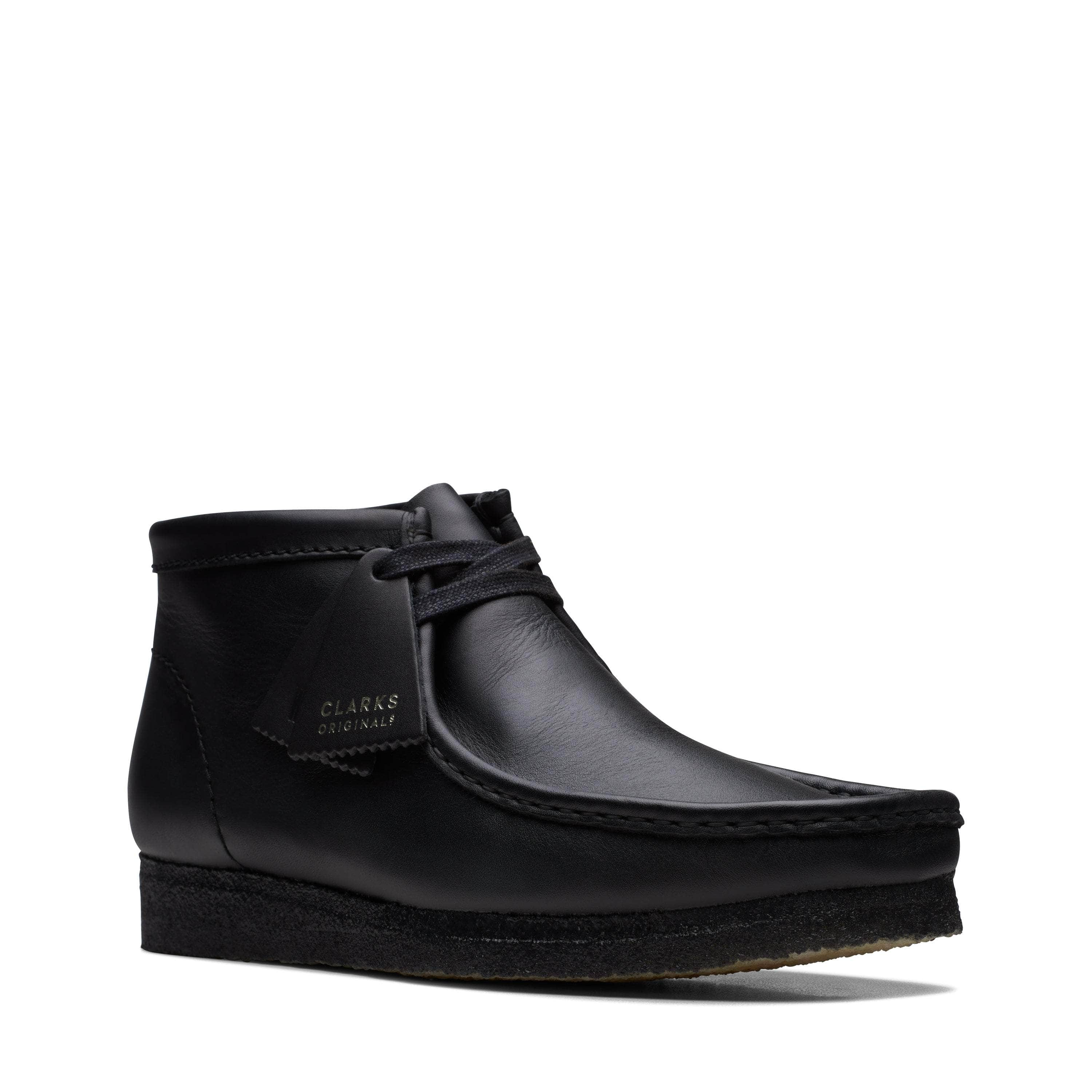 Clarks FOOTWEAR Clarks Wallabee Boot Black Leather - Men's