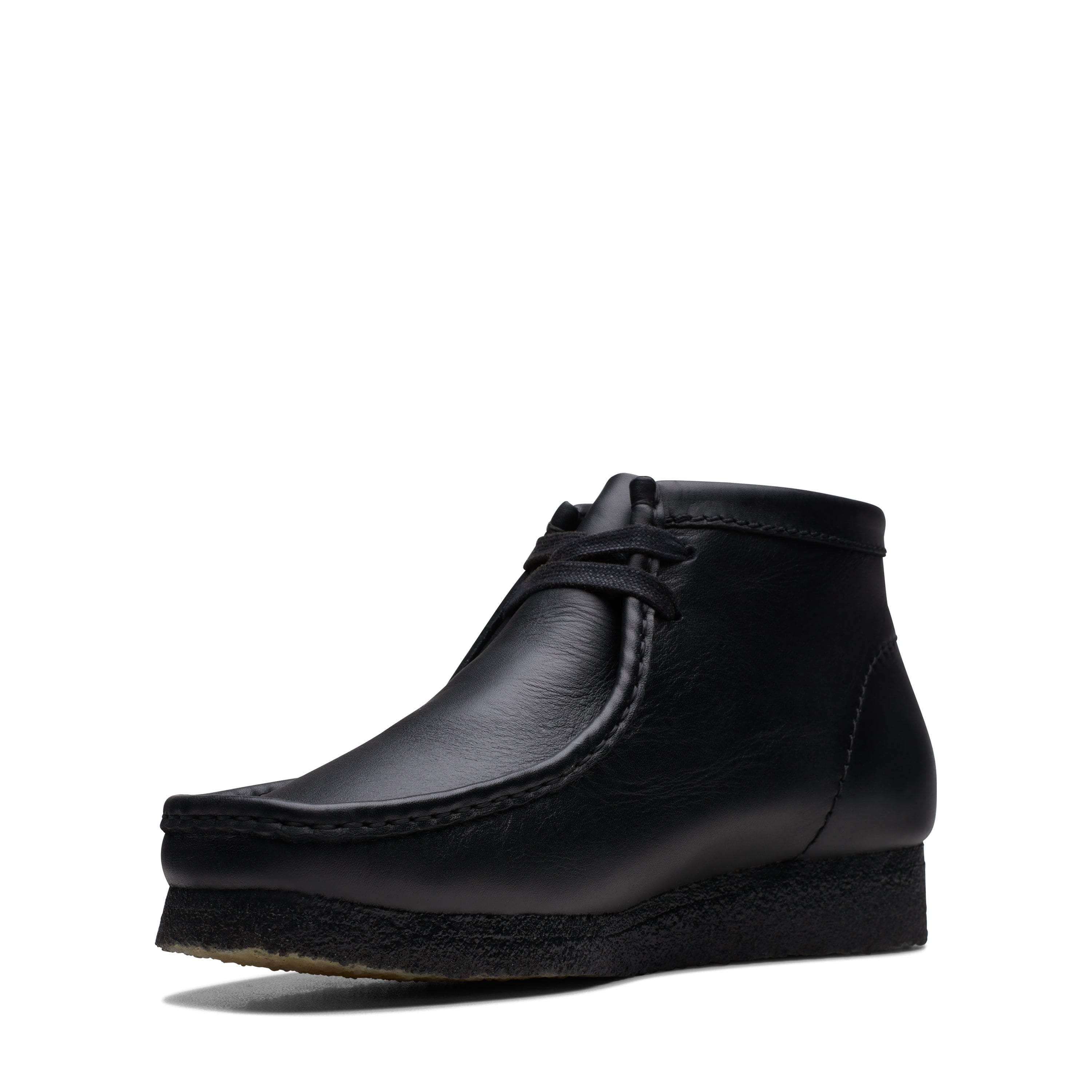 Clarks FOOTWEAR Clarks Wallabee Boot Black Leather - Men's