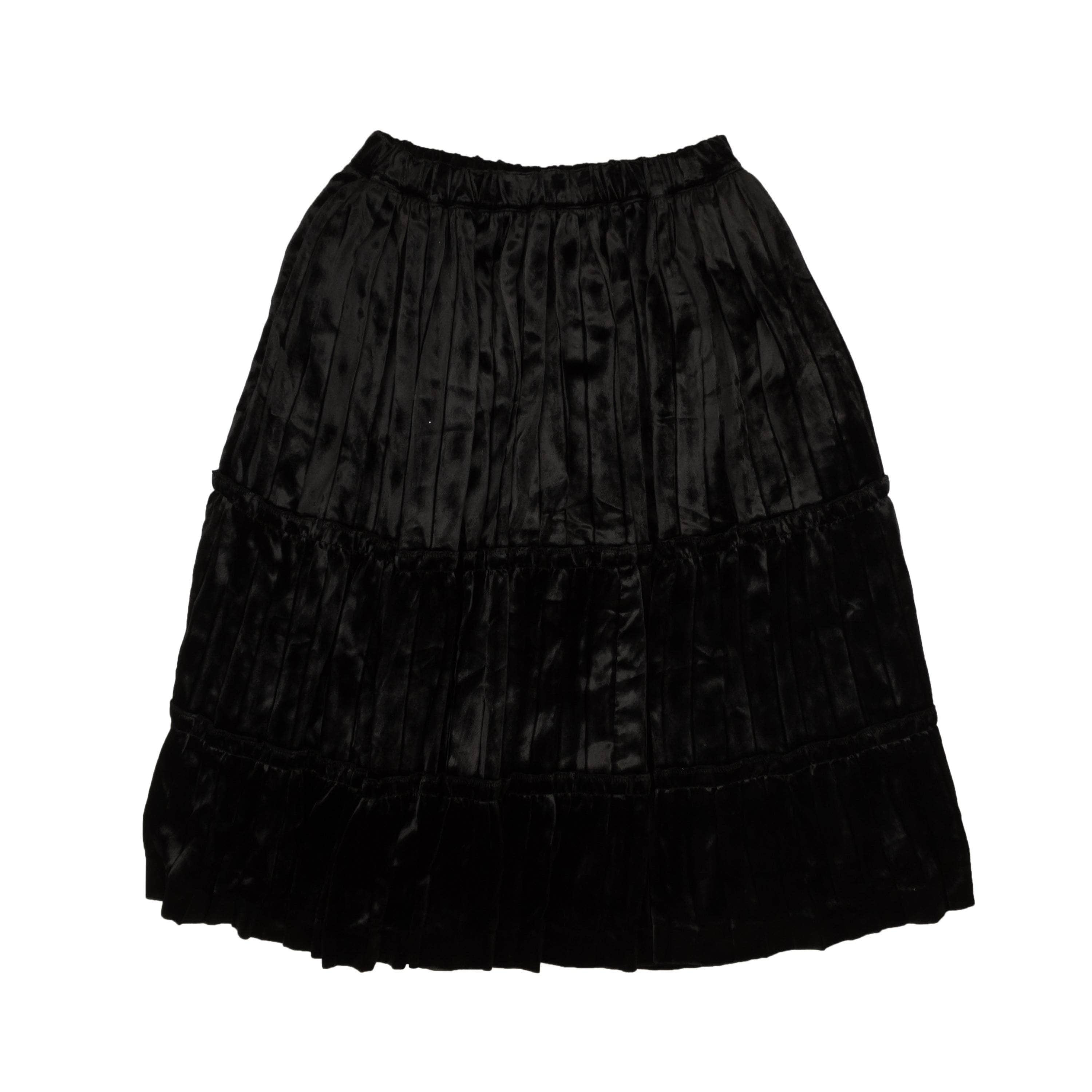 Comme Des Garcons 95-CDG-0004/S NWT COMME DES GARCONS Black Crush Velvet Tier Frill Trim Skirt Size S $2125 95-CDG-0004/S